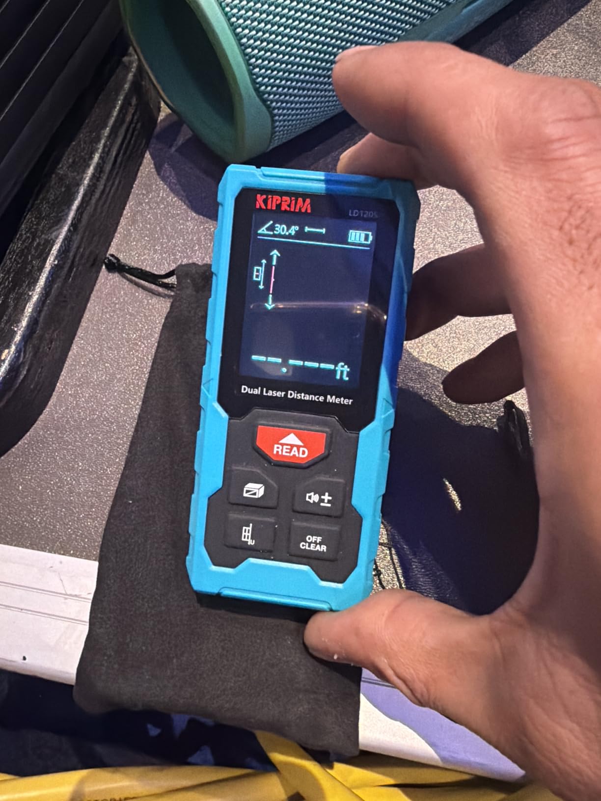 Kiprim 393ft Dual Laser Distance Measuring Tool LD120S, 120m Total Range customer photo 1