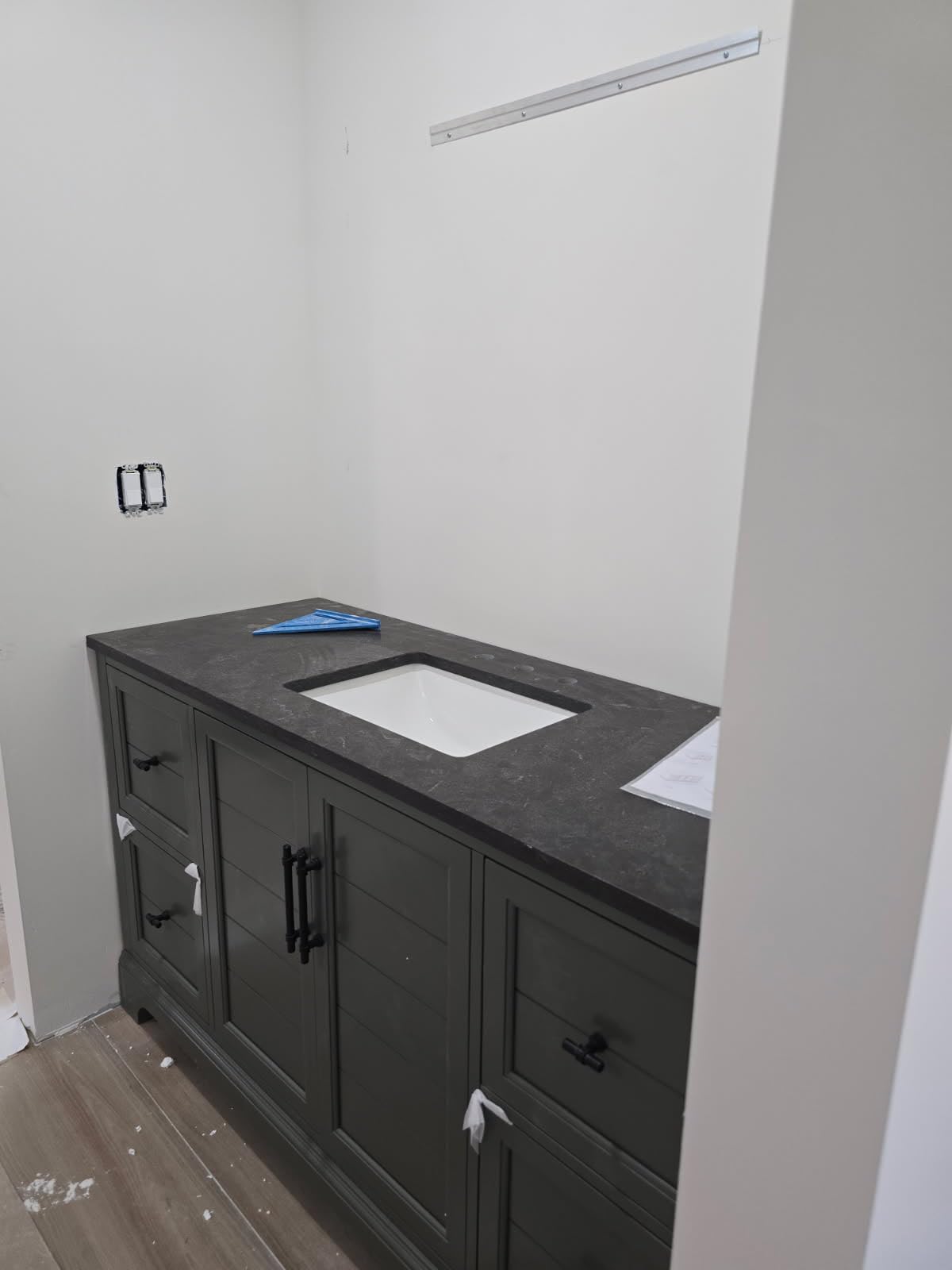 HOMEBEYOND 72 Inch Bathroom Vanity with Double Sink & Ceramic Top, Vanity Cabinet with Center Countertop Basin, Soft-Closing Doors, Backsplash, Vintage Spruce Blue customer photo 2