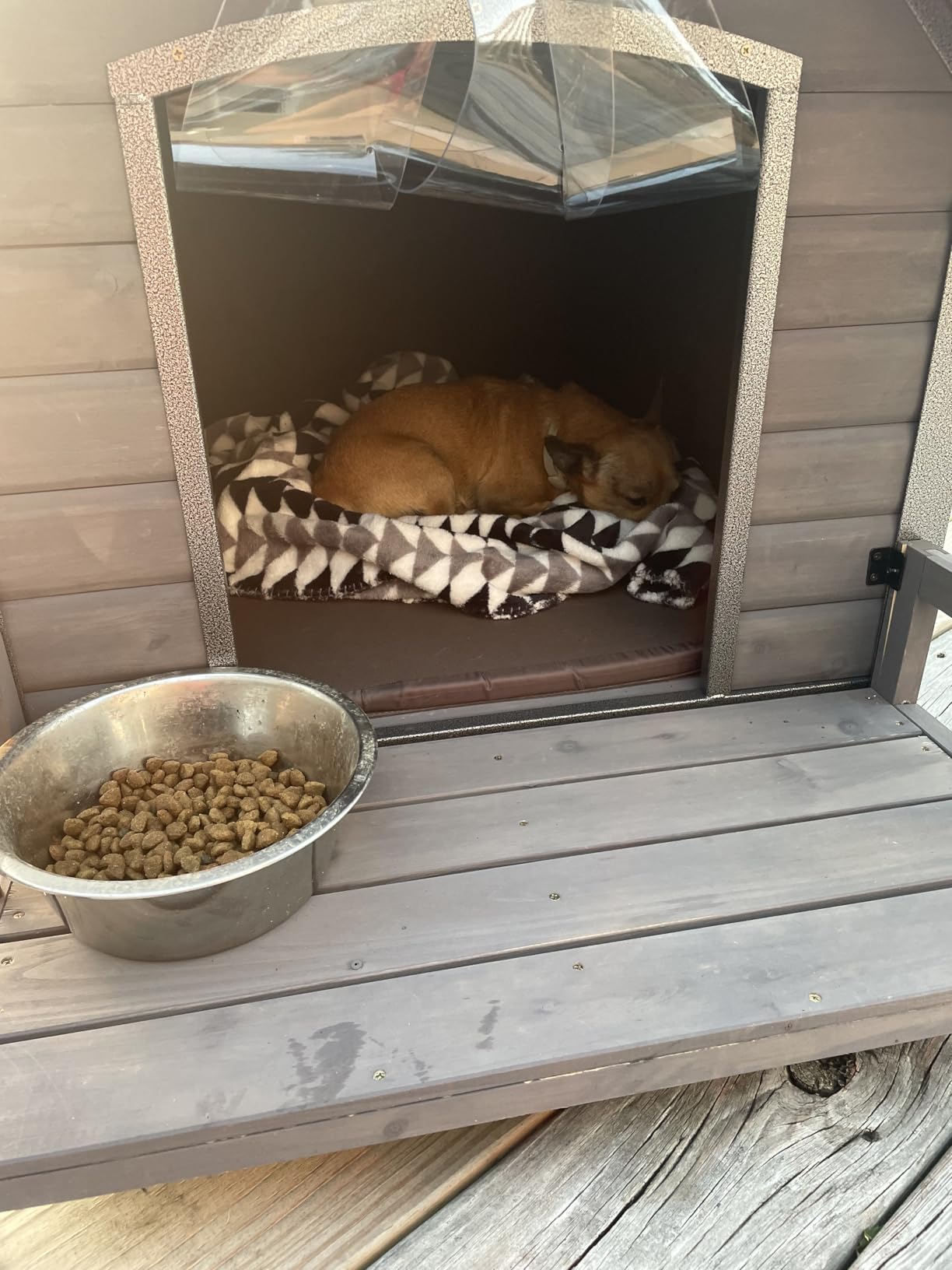 GUTINNEEN Heated Dog House Outdoor Insulated Dog Kennel with Metal Frame, Heated Pad, Insulated Liner, 33