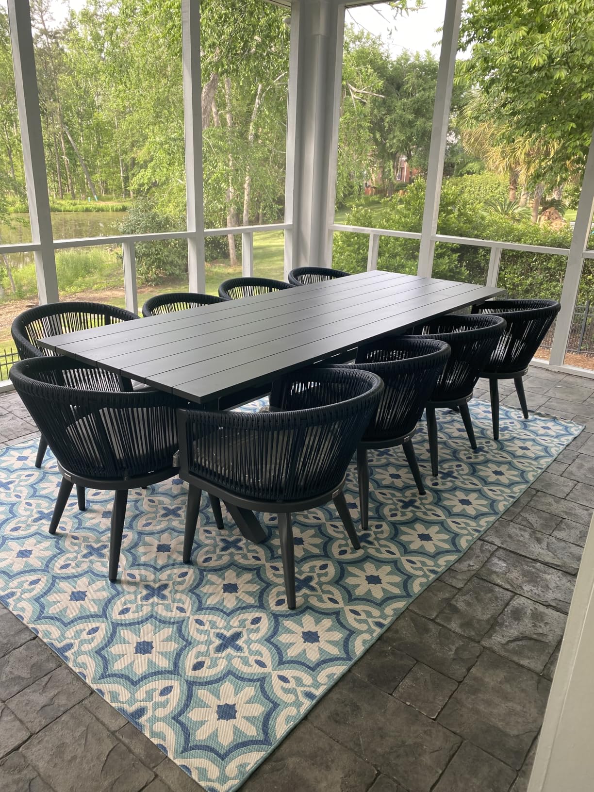 PURPLE LEAF Outdoor Dining Set for 12 All-Weather 14 Pieces Patio Aluminium Dining Large Table and Rope Weave Chairs Included Cushions for Deck Indoor Decor Kitchen Patio Furniture Set Champagne customer photo 1
