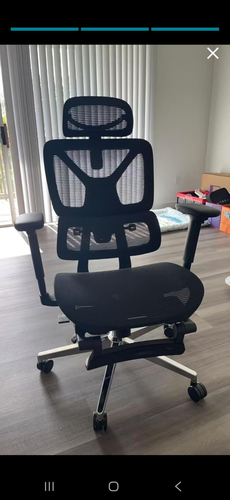 FLEXISPOT ErgoX Premium Ergonomic Office Chair with Footrest- Adjustable 3D Armrests, Dynamic Lumbar Support, Recline & Tilt Function, Mesh Seat, for Home & Office Use,Black customer photo 2