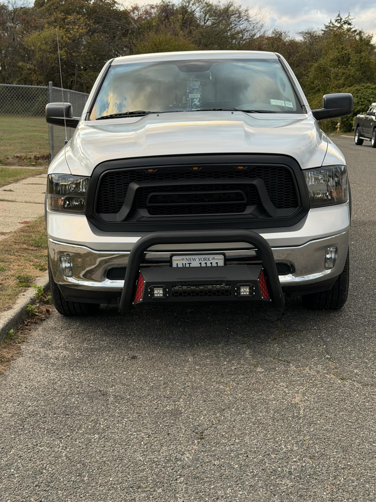 Bull Bar Fit for Dodge Ram 1500 2009-2018 & Ram 1500 Classic 2019-2025((Exl Rebel Warlock Sport) with LED Light,w/License Plate Bracket DIY Paintable Front Bumper Brush Push Bar Grille Guard customer photo 2
