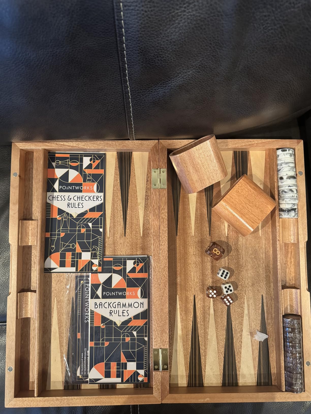 17 Inch Chess Checkers Backgammon Set for adults, Wooden chess set combo, portable folding two sided board multi game design, maple walnut inlay with large weighted pieces, acrylic checkers customer photo 1