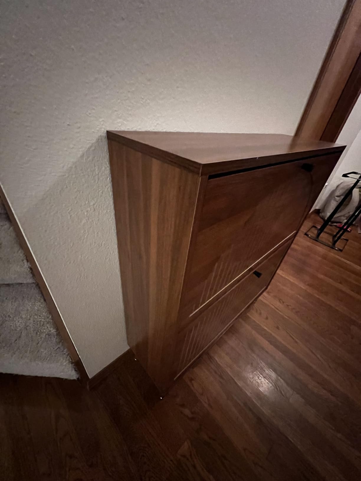 Shoe Storage Cabinet for Entryway with 2 Flip Drawers, Narrow Wood Shoe Cabinet with Fluted Panel, Freestanding Hidden Shoe Organizer for Foyer, Hallway customer photo 1