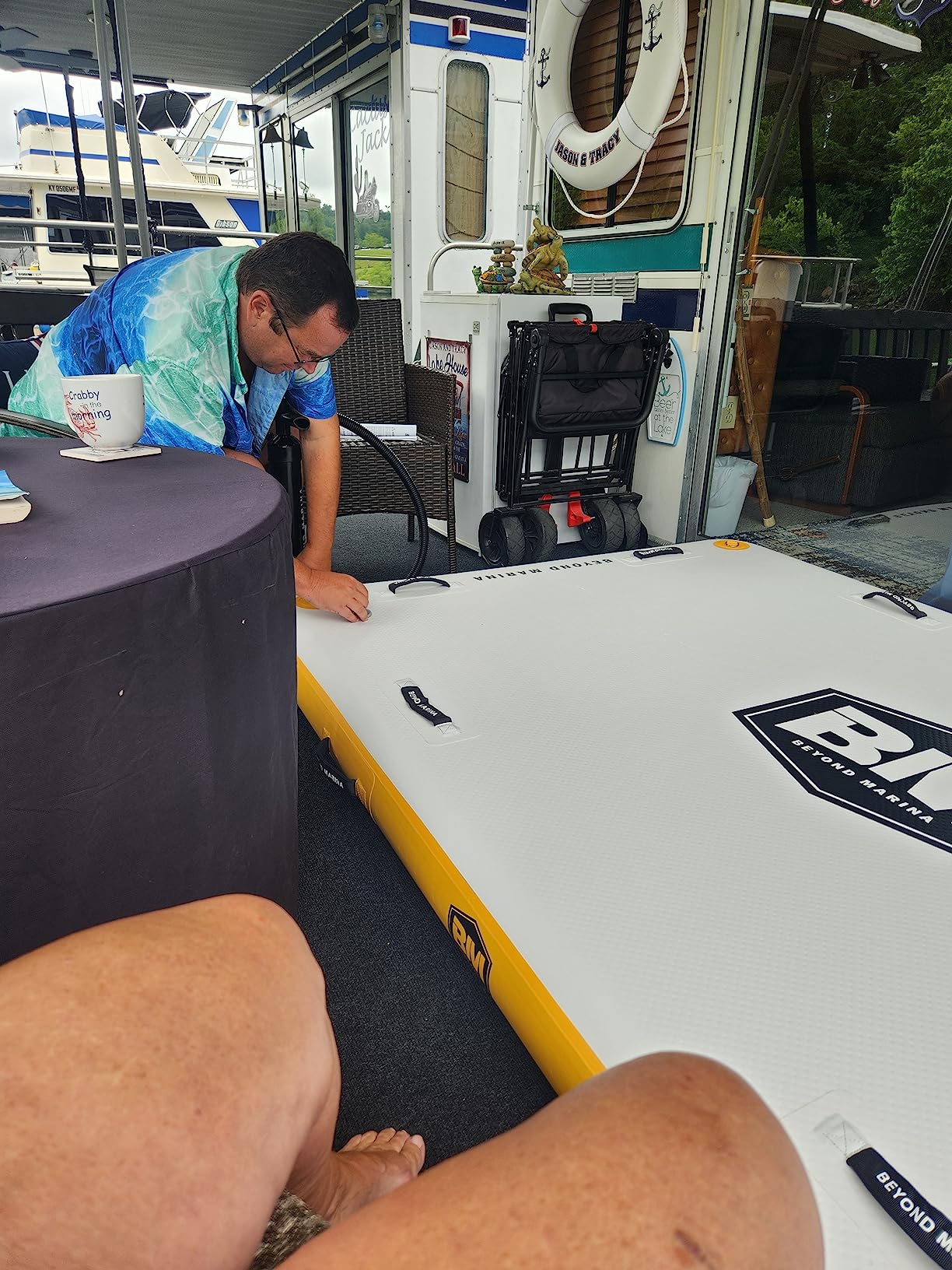 BEYOND MARINA Inflatable Floating Dock - Swim Platform, Floating Deck Raft Mat for Lake, Pool, Beach, Ocean - Non-Slip Surface - BM Fundeck customer photo 2