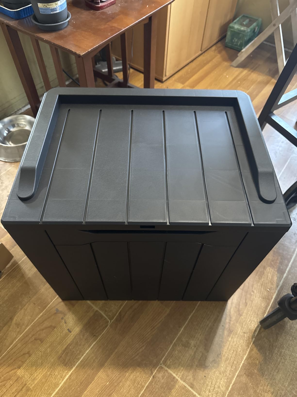 Devoko 78 Gallon Deck Box, Waterproof Resin Outdoor Storage Box for Outside and Patio, Black customer photo 1