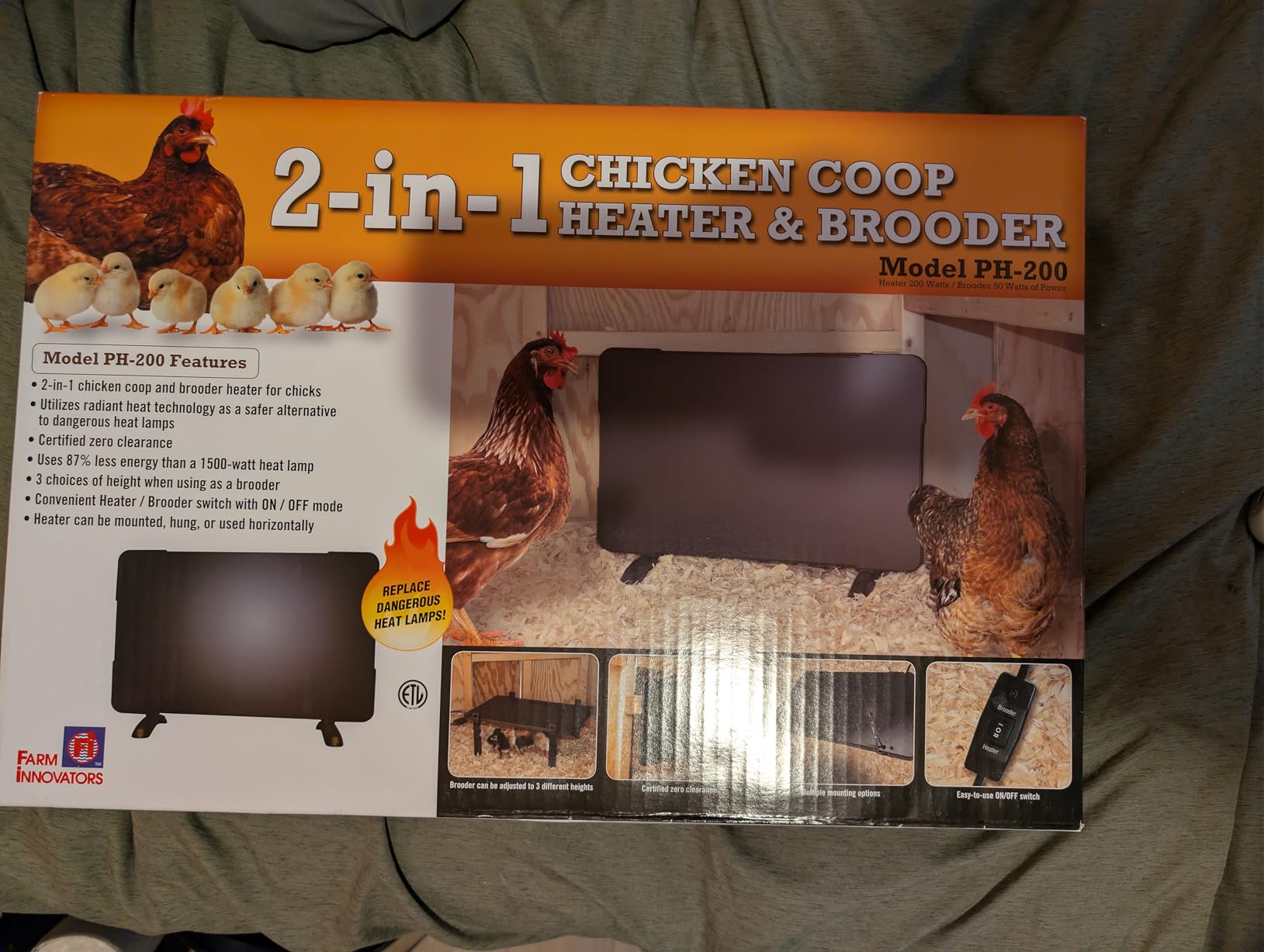 Farm Innovators 2-In-1 Radiant 200-Watt Chicken Coop Panel Heater Converts to 50W Brooder Heater for Chicks, Free Standing or Wall Mounted customer photo 2