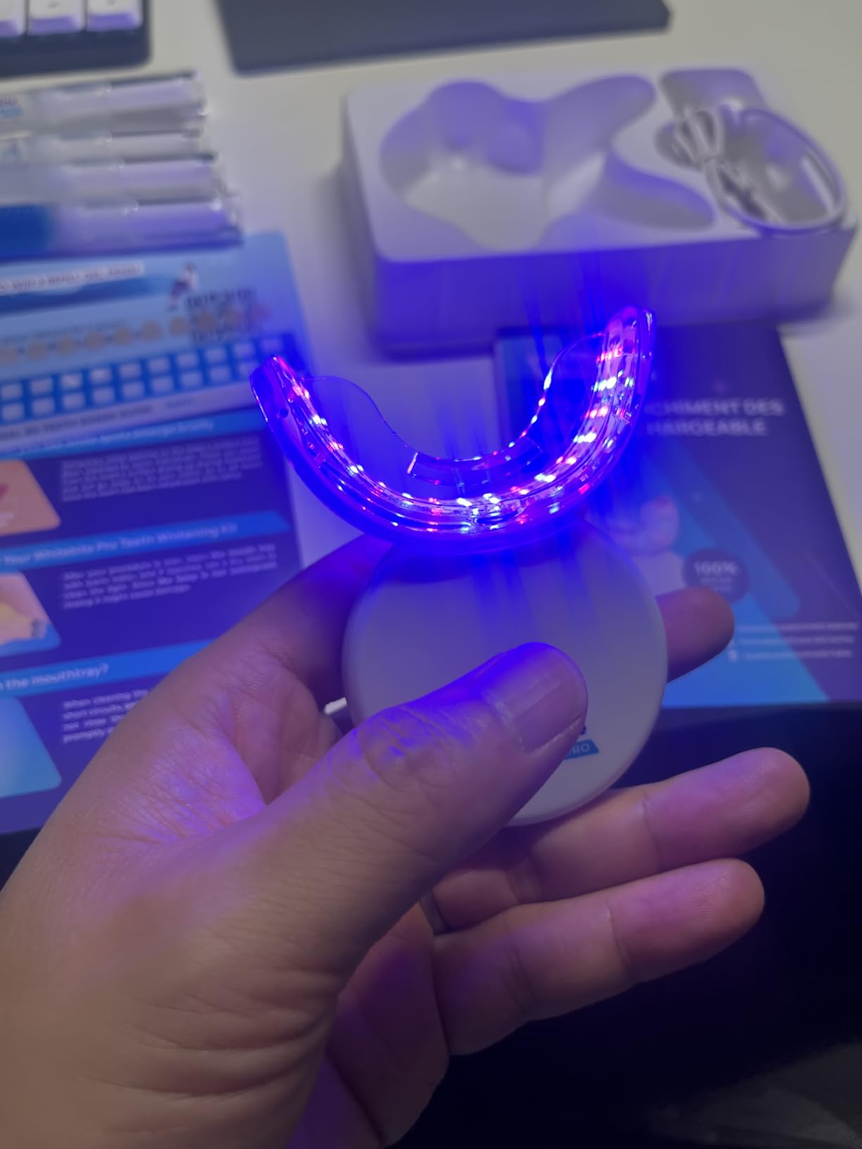 Whitebite Pro Teeth Whitening Kit for Sensitive Teeth - Dual LED Light + 35% Carbamide Peroxide Gel + Remineralizing Gel | Dental-Grade Whitening at Home customer photo 1