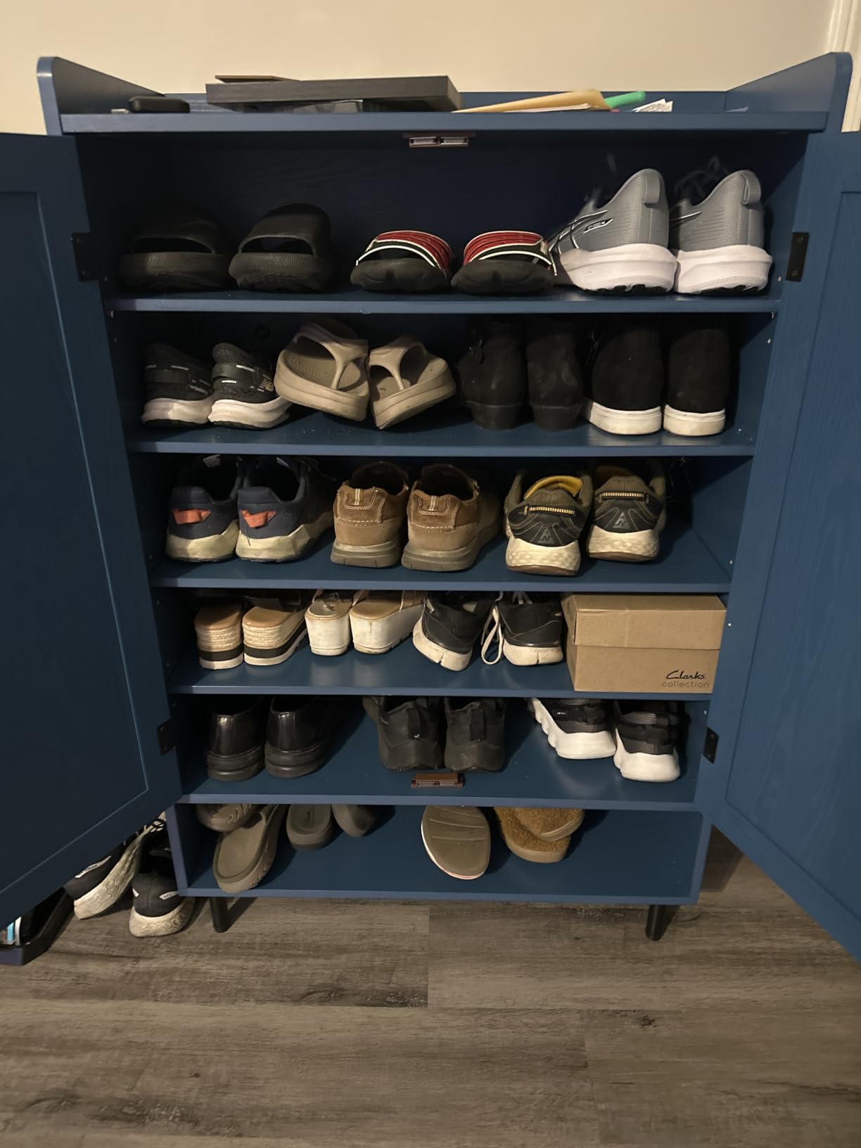 ONBRILL Shoe Cabinet with Cross Molding Doors, 6-Tier Shoe Storage Cabinet with 3 Adjustable Shelves and Metal Legs, 45'' Tall Shoes Rack Organizer Cabinet for Entryway, Front Door customer photo 1