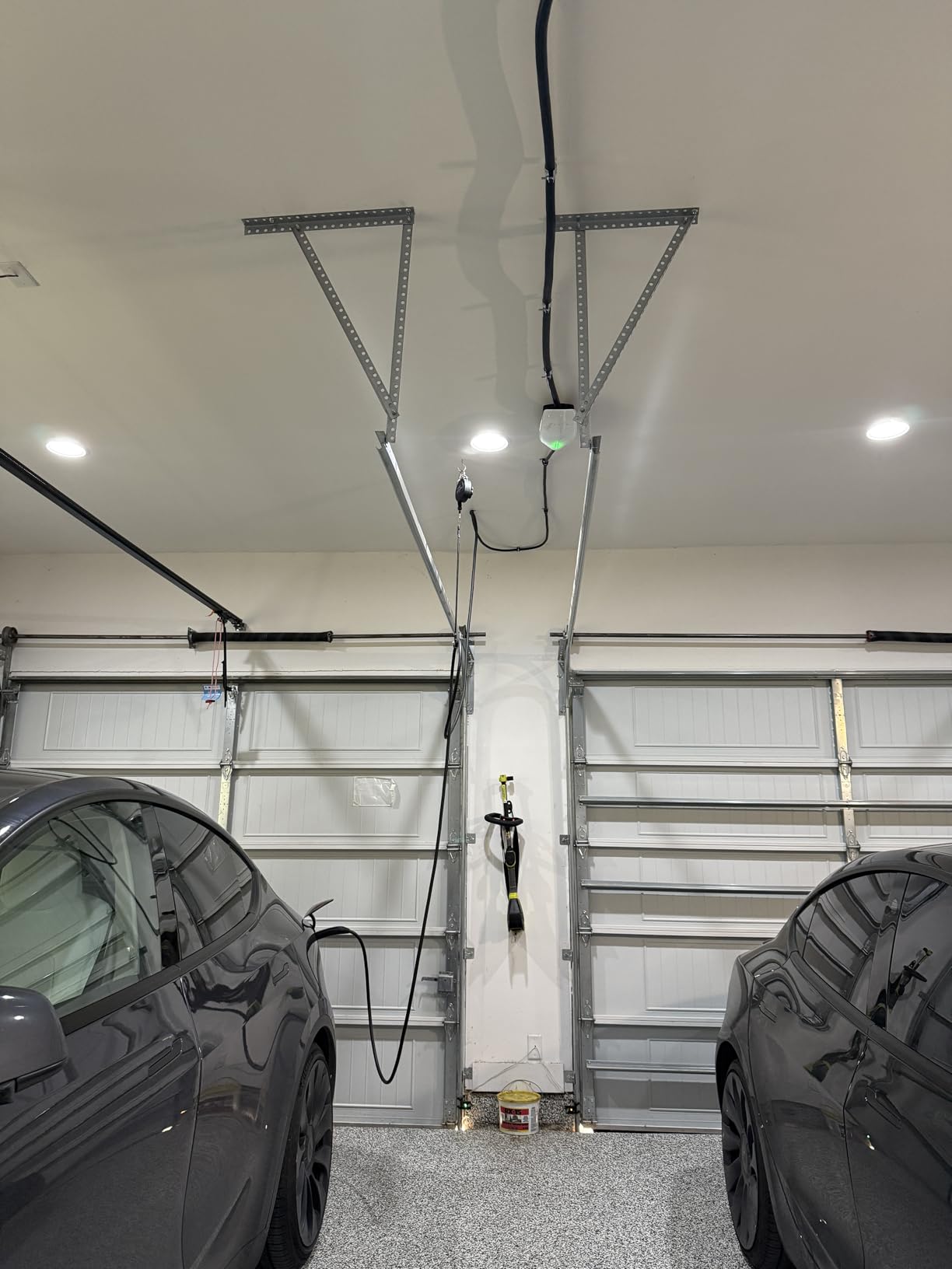 ChargeFlex USA Made Original Universal EV Overhead Retractable Cable Organizer Management System for Tesla and Other EVs - for All Level 2 Chargers - Mounts to Ceiling and Wall - Reinforced Steel Cord customer photo 2