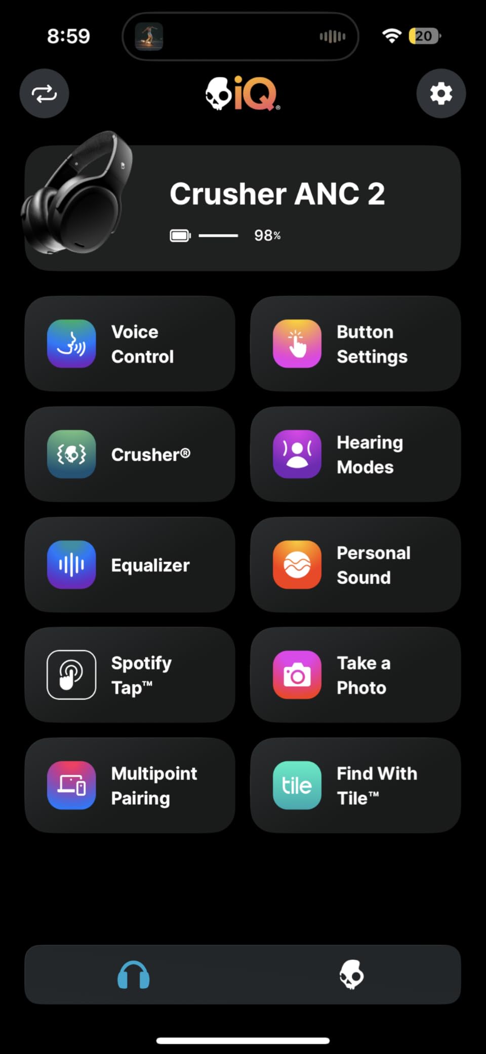 Skullcandy Crusher ANC 2 Wireless Over-Ear Bluetooth Headphones with Multi-Sensory Bass, Active Noise Cancelling, Up to 60 Hours Battery, Microphone for iPhone Android - Primer customer photo 2
