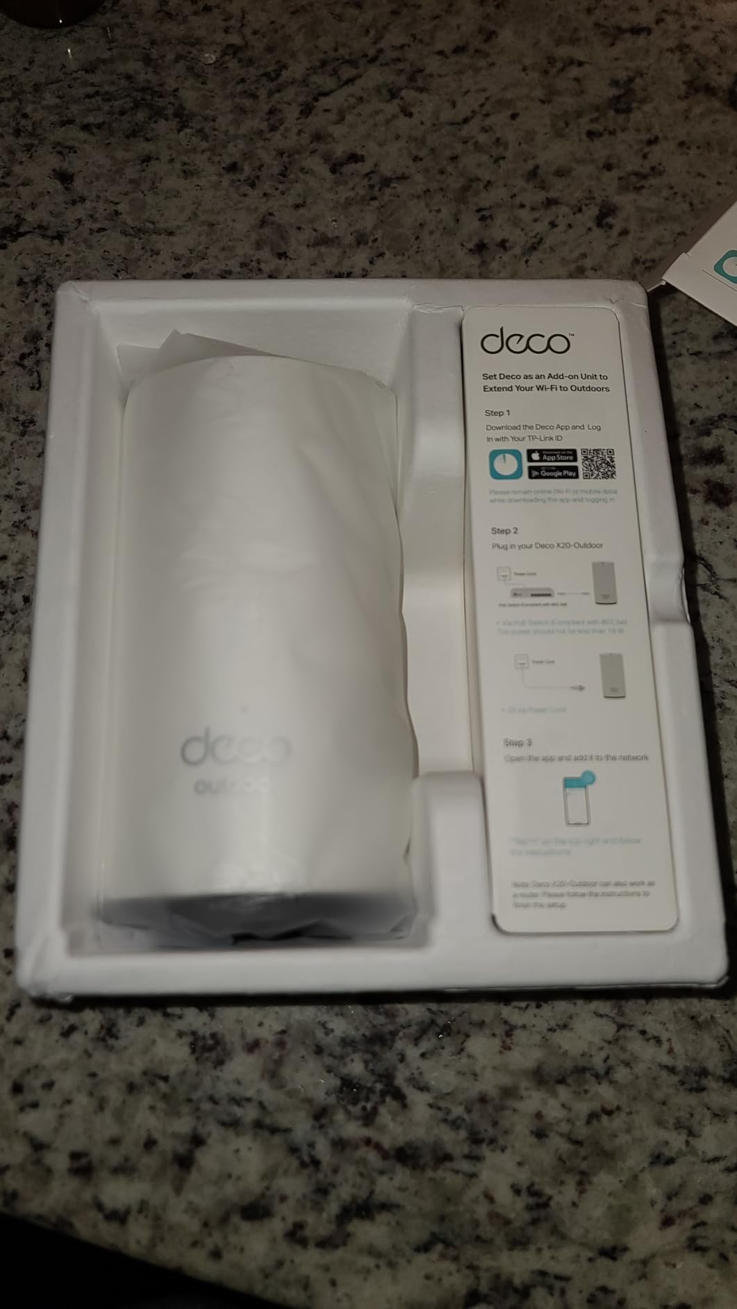 TP-Link Deco X20-OUTDOOR AX1800 Dual-Band Wi-Fi 6 Outdoor Mesh WiFi Extender Unit | Up to 2,200 sq.ft| 2 Gigabit PoE+ Ports, Waterproof| HomeShield| 3 Mounting Options| Secure by Design, 1-Pack customer photo 1