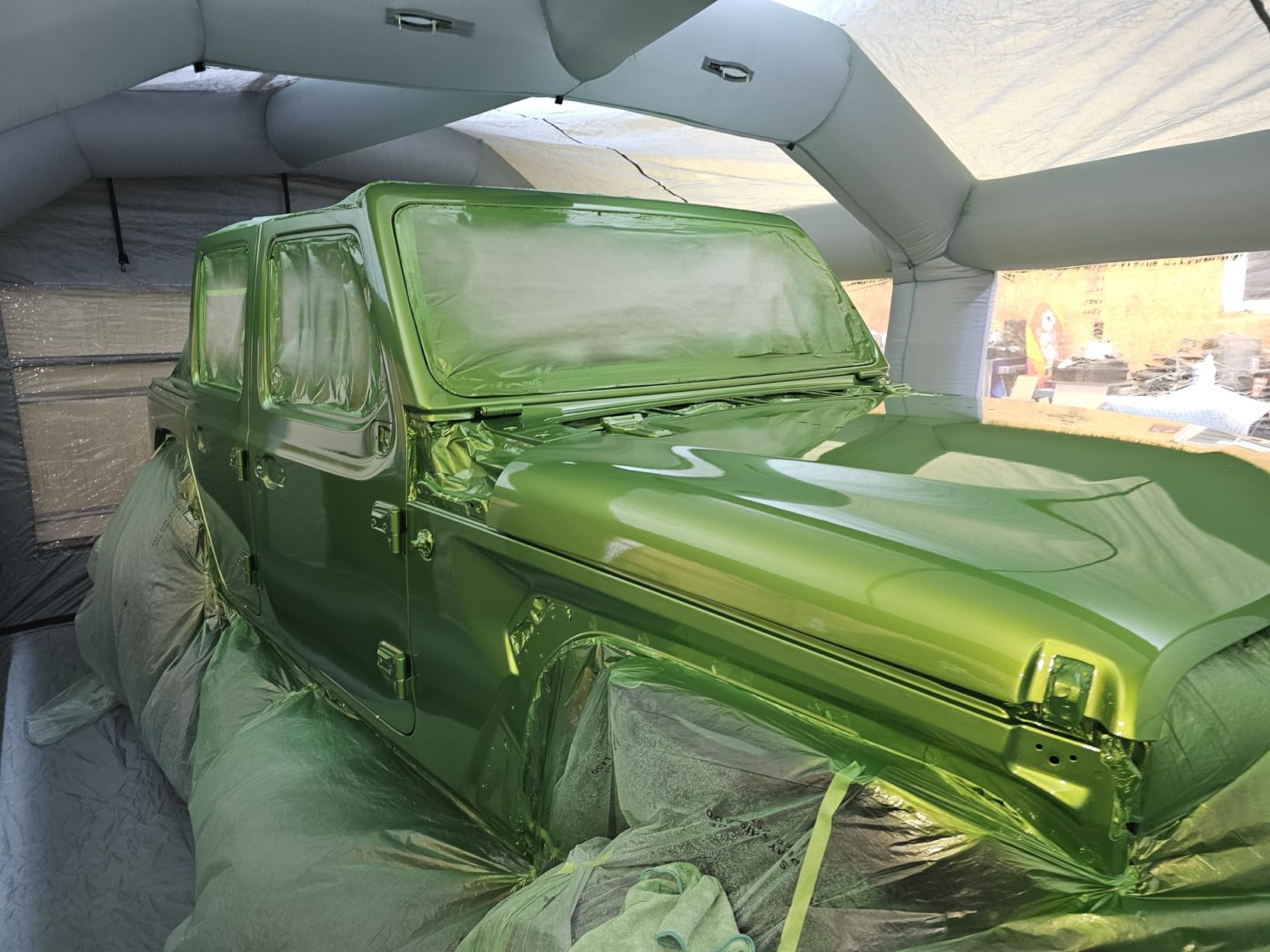 Inflatable Paint Booth, 26X14.5X9.7Ft Inflatable Spray Booth Tent, Car Paint Tent Air Filter System for Car Parking Workstation Motorcycle Garage - Blowers Excluded customer photo 2
