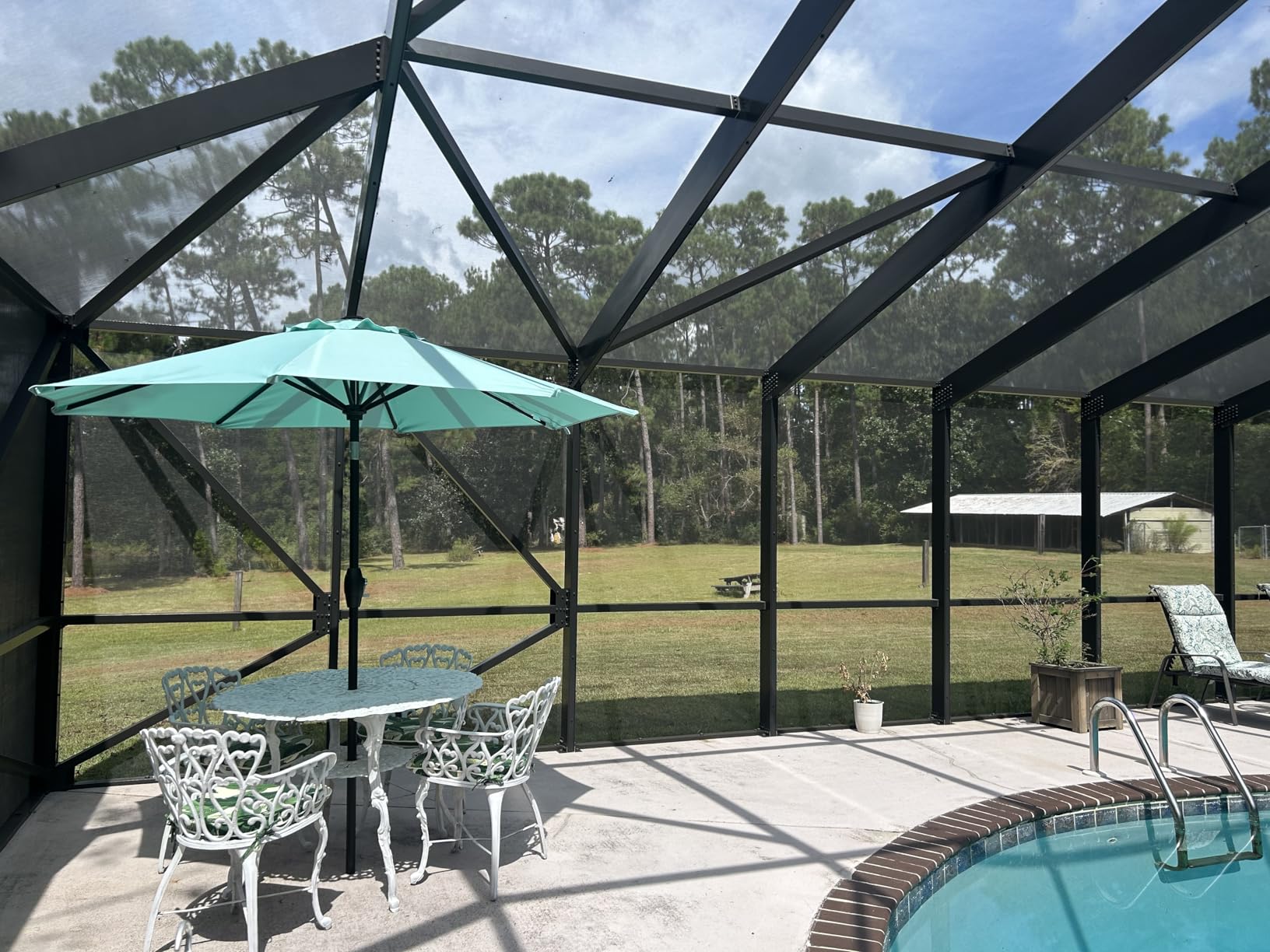Midtown Umbrellas - 10-Year-No-Fade 9 Ft Patio Umbrella with Terylast Fabric, Auto-Tilt Aluminum Frame and 8 Reinforced Ribs for Deck, Pool, Garden & Beach - Navy Blue Canopy, Black Pole customer photo 1