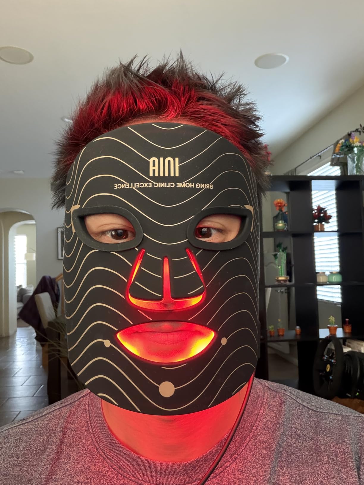 Red Light Therapy Mask for Face - 4 Light Modes with 850nm NIR, Red & Blue LED Light Therapy, 2600mAh Rechargeable LED Face Mask for Radiant Glow at Home customer photo 1