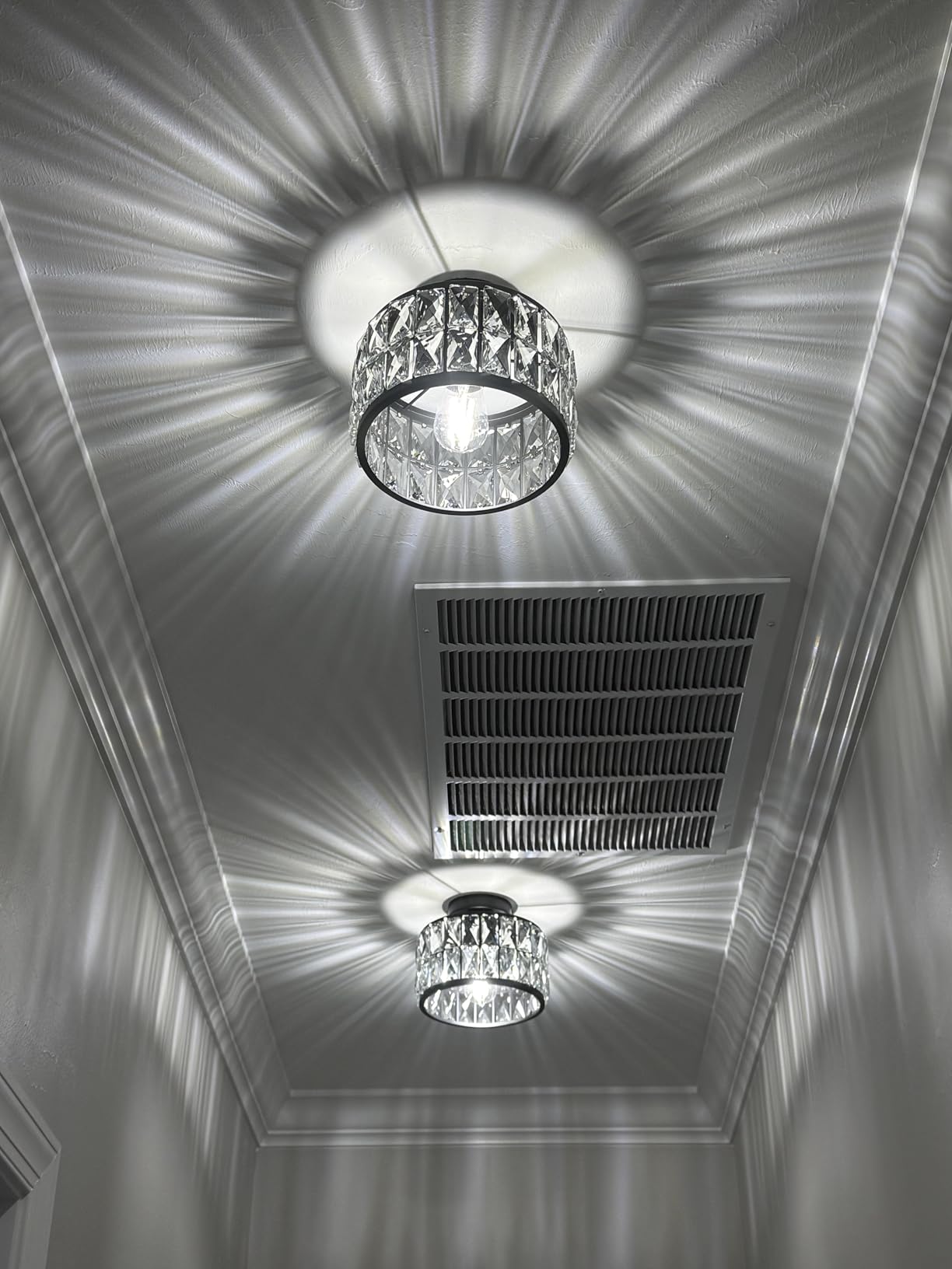 Crystal Ceiling Light Fixture, Modern Flush Mount Ceiling Light, Black Crystal Chandelier for Kitchen Bedroom Bathroom Entryway Hallway customer photo 1
