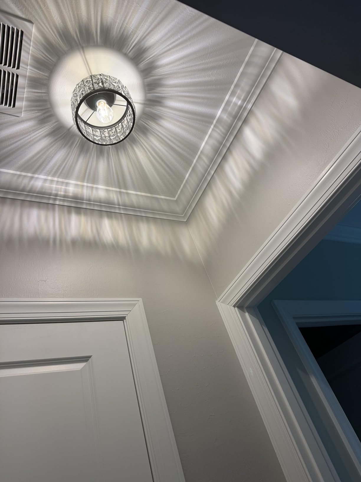 Crystal Ceiling Light Fixture, Modern Flush Mount Ceiling Light, Black Crystal Chandelier for Kitchen Bedroom Bathroom Entryway Hallway customer photo 2