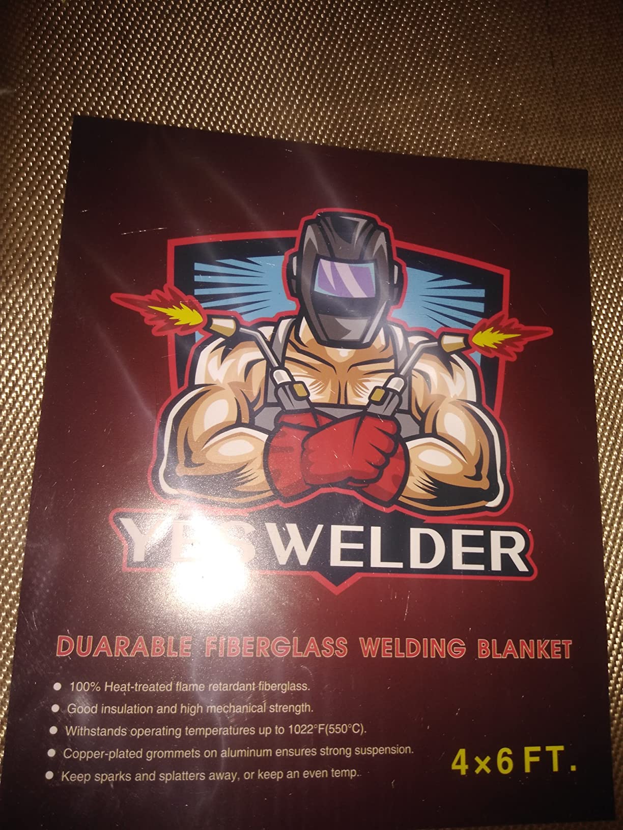 YESWELDER Heavy Duty Fiberglass Welding Blanket，2 Pack 4 x 6ft Fireproof Insulation Blanket，1/3
