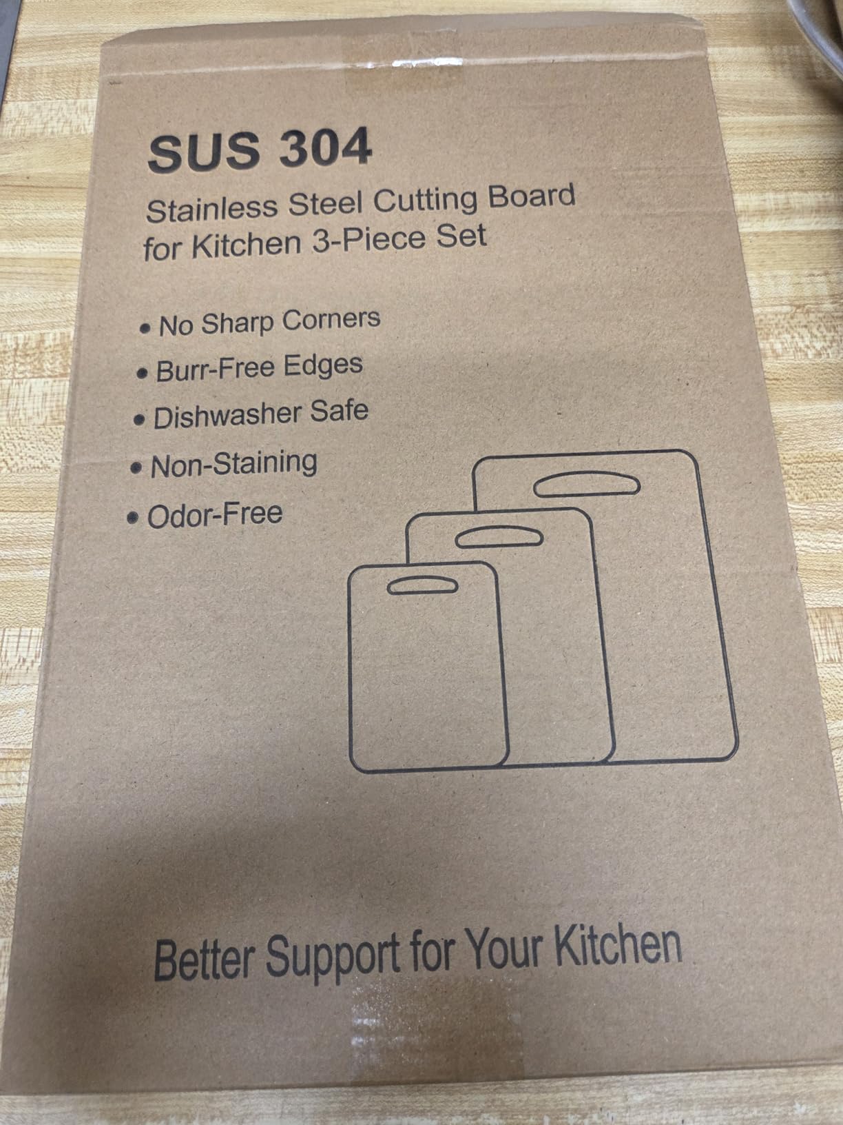 URMONA 3 PCS 304 Stainless Steel Cutting Board For Kitchen, Non-Staining & Odor-Free, Burr-Free Edges, Dishwasher Safe, Non Toxic Cutting Board (S+M+L) customer photo 1