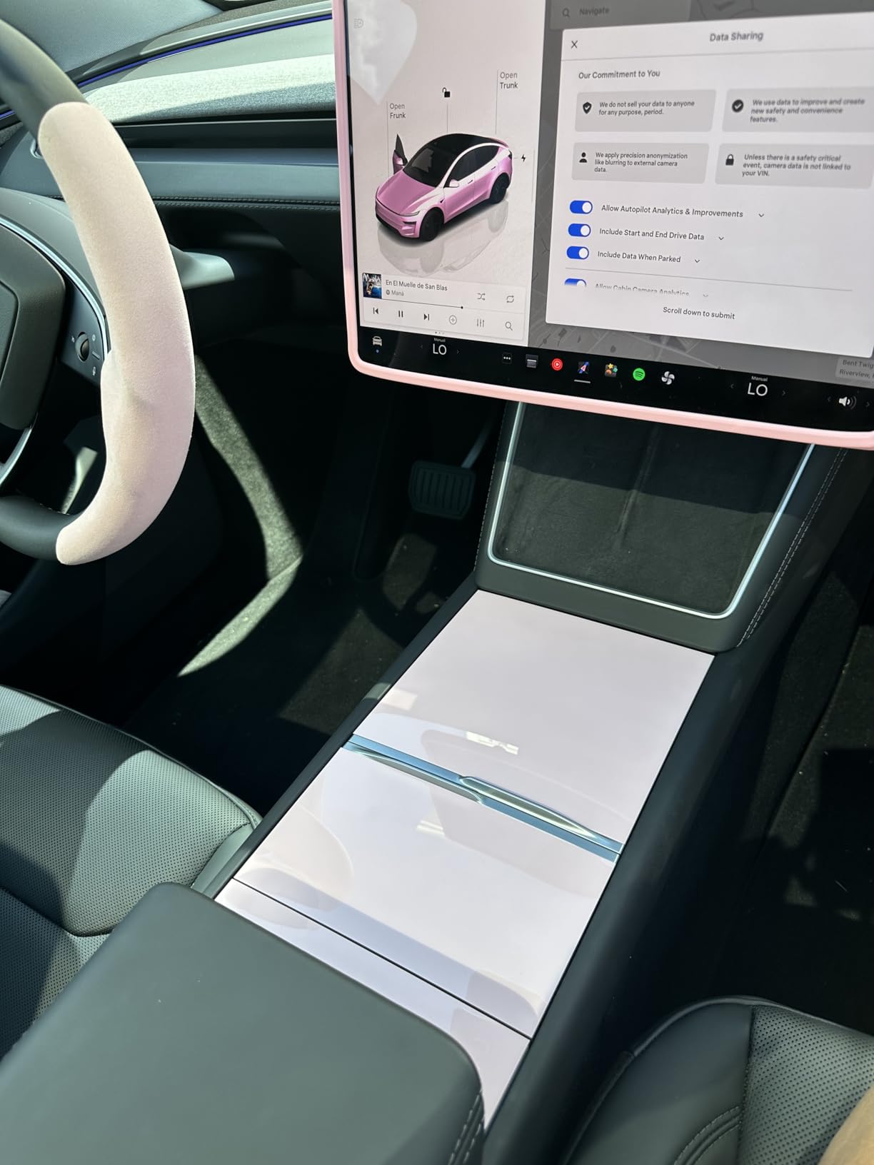 Center Console Wrap Carbon Suede for Tesla Refresh Model 3 2024-2026 and Model Y Juniper 2025-2026,Console Cover for Tesla Interior Decor Accessories customer photo 1