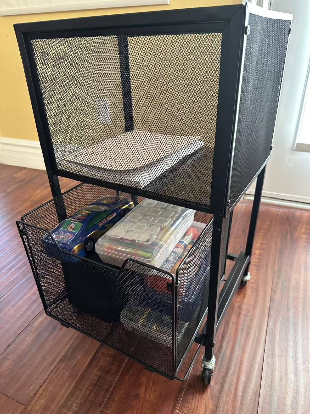 Rolling File Cabinet with Adjustable Dividers, Vertical Filing Cabinet with Storage Drawer on Lockable Wheels, Hanging File Organizer Beside Under Desk for Office, Home customer photo 2