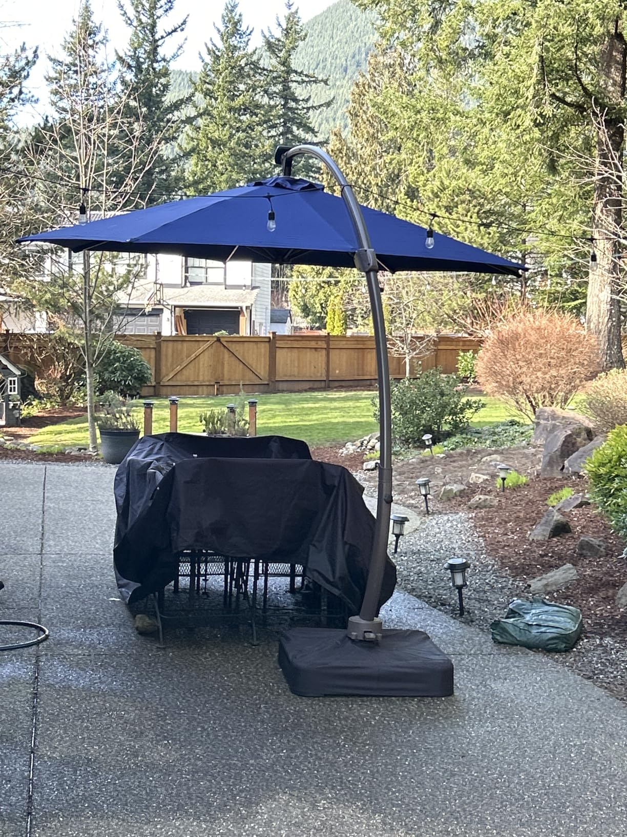 Kingdura 11ft Offset Cantilever Patio Umbrella with Base Included, Large Round Aluminum Outdoor Umbrella, 360 Degree Rotation & Infinite Tilt, Heavy Duty Frame for Deck Pool Backyard, Beige customer photo 1