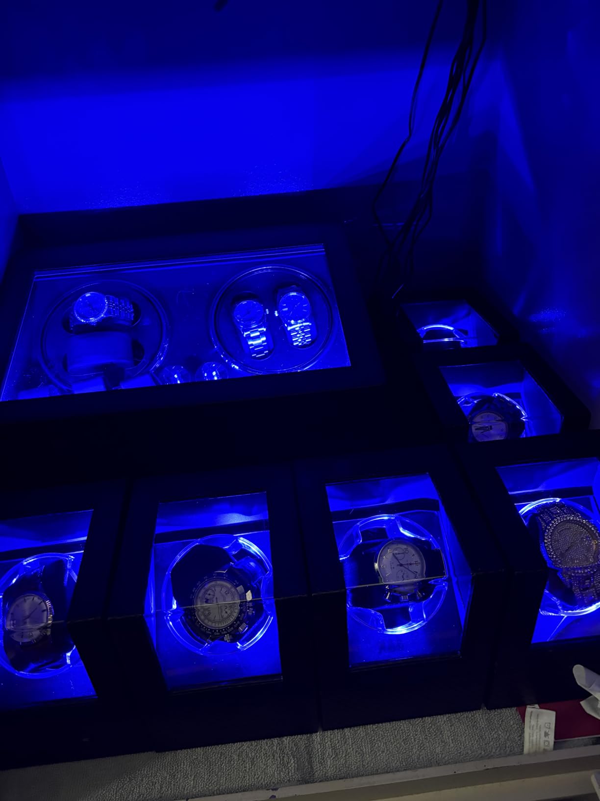 ANWBROAD Watch Winder for Automatic Watches, 4 Modes Double Automatic Watch Winder box with LED Crystal Design, Rotating Watch Case with Super Quiet Motor with Type-C Adapter customer photo 2