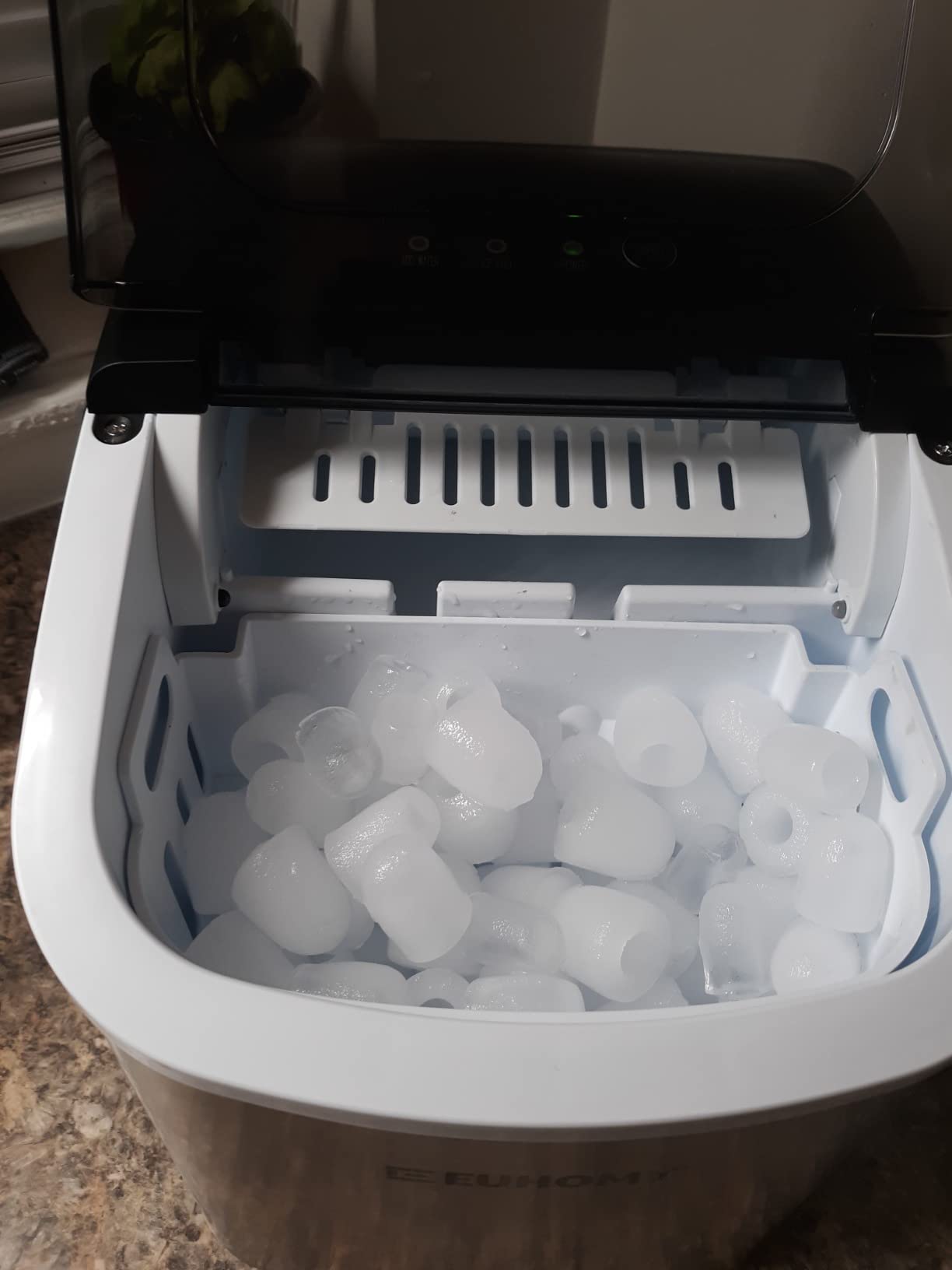 EUHOMY Smart Nugget Ice Maker Countertop, Pebble Ice Maker Machine with APP Control, 40lbs/24H, Ready in 7 Mins, Self-Cleaning, Portable Sonic Ice Makers with Hanging Ice Scoop for Home/Kitchen/Office customer photo 1