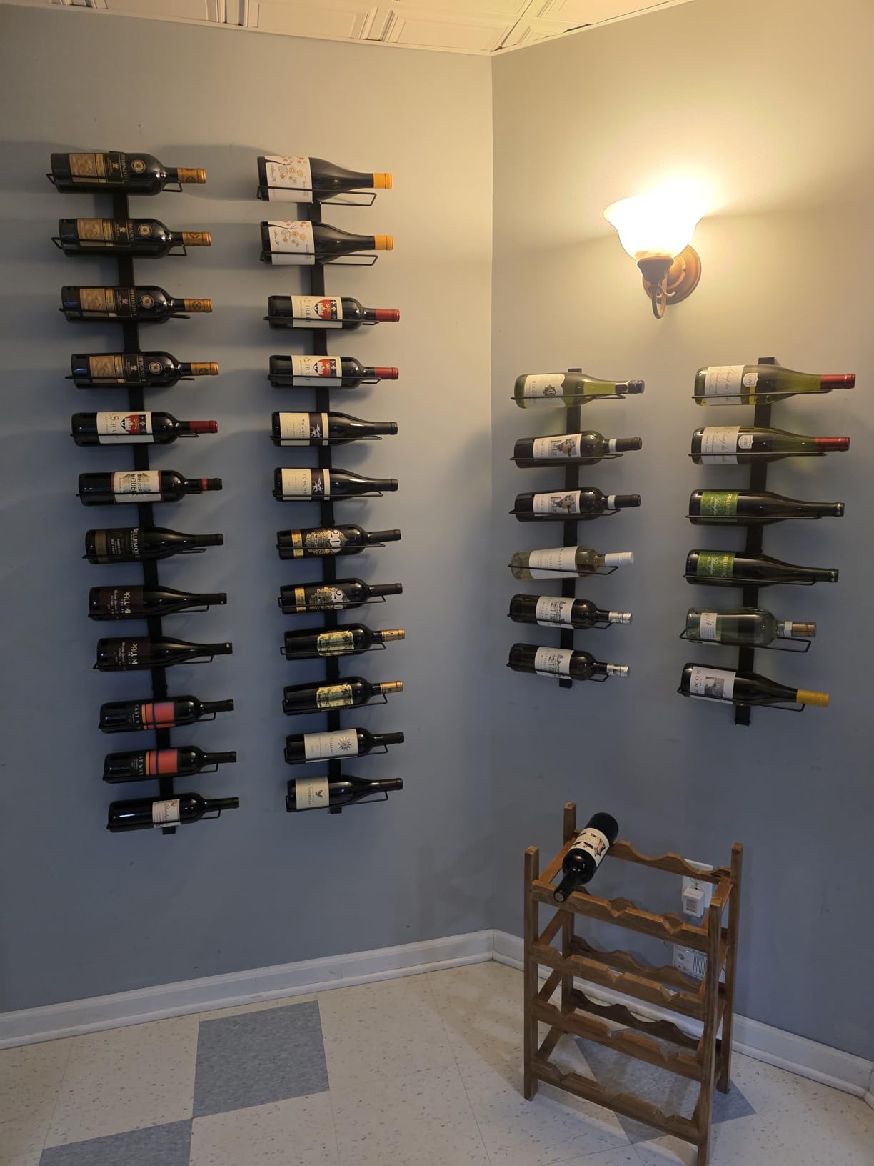 36 Bottle Wall Mounted Wine Rack, Modular Hanging Wine Rack for DIY Display, Detachable 3 Pack Wine Bottle Holder, Black Metal Storage Rack for Bar, Kitchen, Cellar, Restaurant customer photo 1