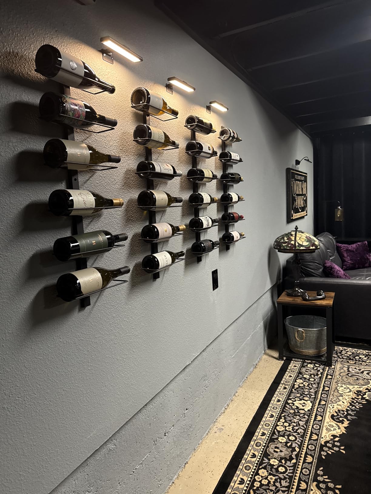 36 Bottle Wall Mounted Wine Rack, Modular Hanging Wine Rack for DIY Display, Detachable 3 Pack Wine Bottle Holder, Black Metal Storage Rack for Bar, Kitchen, Cellar, Restaurant customer photo 2