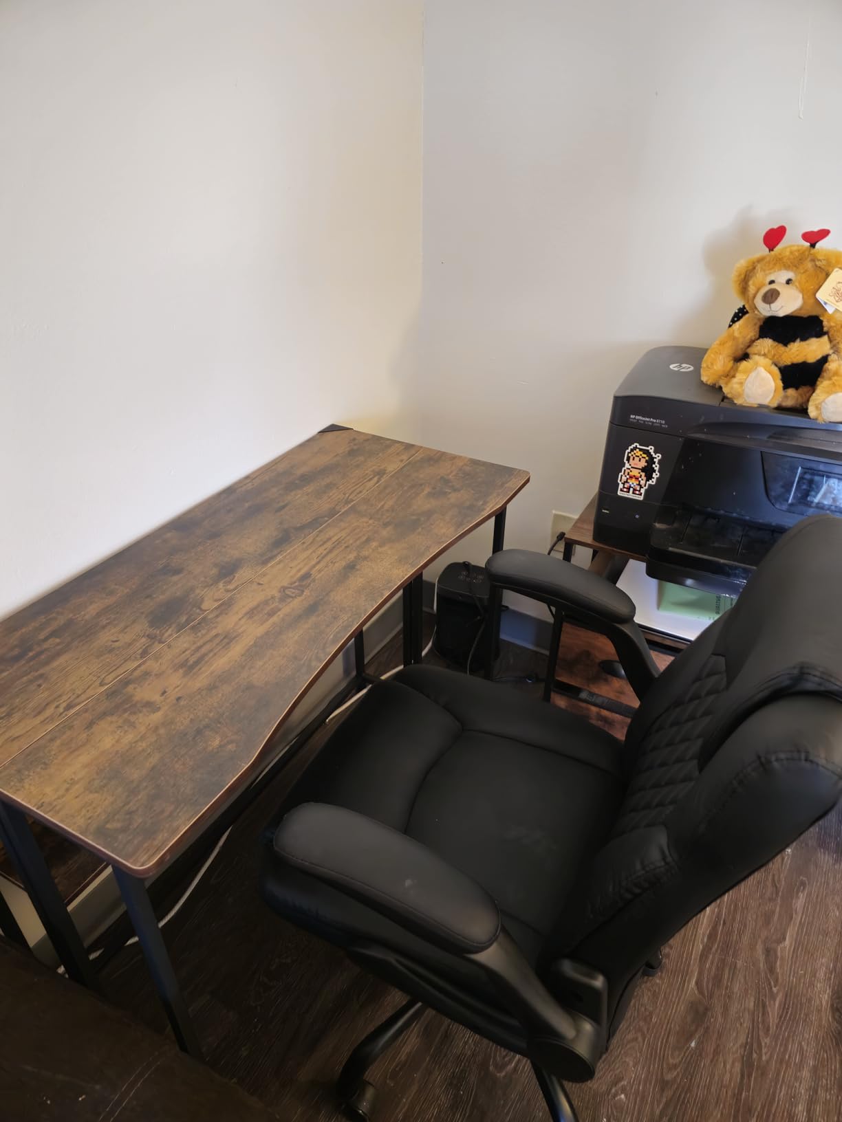 Huuger Folding Desk with Storage Shelf, 31.5 Inch Foldable Computer Table for Small Spaces, Space Saving Sofa Table for Couch, Writing Work Office Computer Desk, Easy to Fold, Rustic Brown customer photo 1