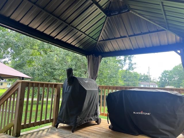 Aoxun 10x12 Gazebo Hardtop Gazebo with Double Galvanized Steel Roof Outdoor Pavilion with Breathable Netting and Privacy Curtain for Backyard (Gray) customer photo 1