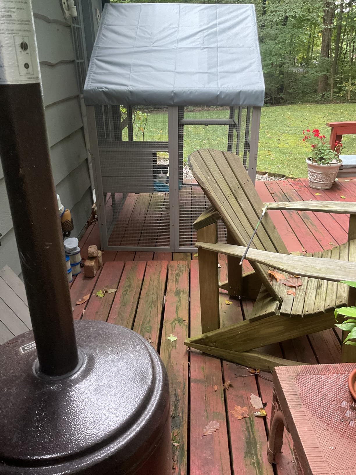 PetsCosset Large Cat Catio for Multiple Cats Outdoor Cat Patio Enclosures Wooden Walk in Cats House Outside Shelter Kitty Kennel Weatherproof Roof,Attached to House's Window Cat's Door and Tunnel customer photo 1