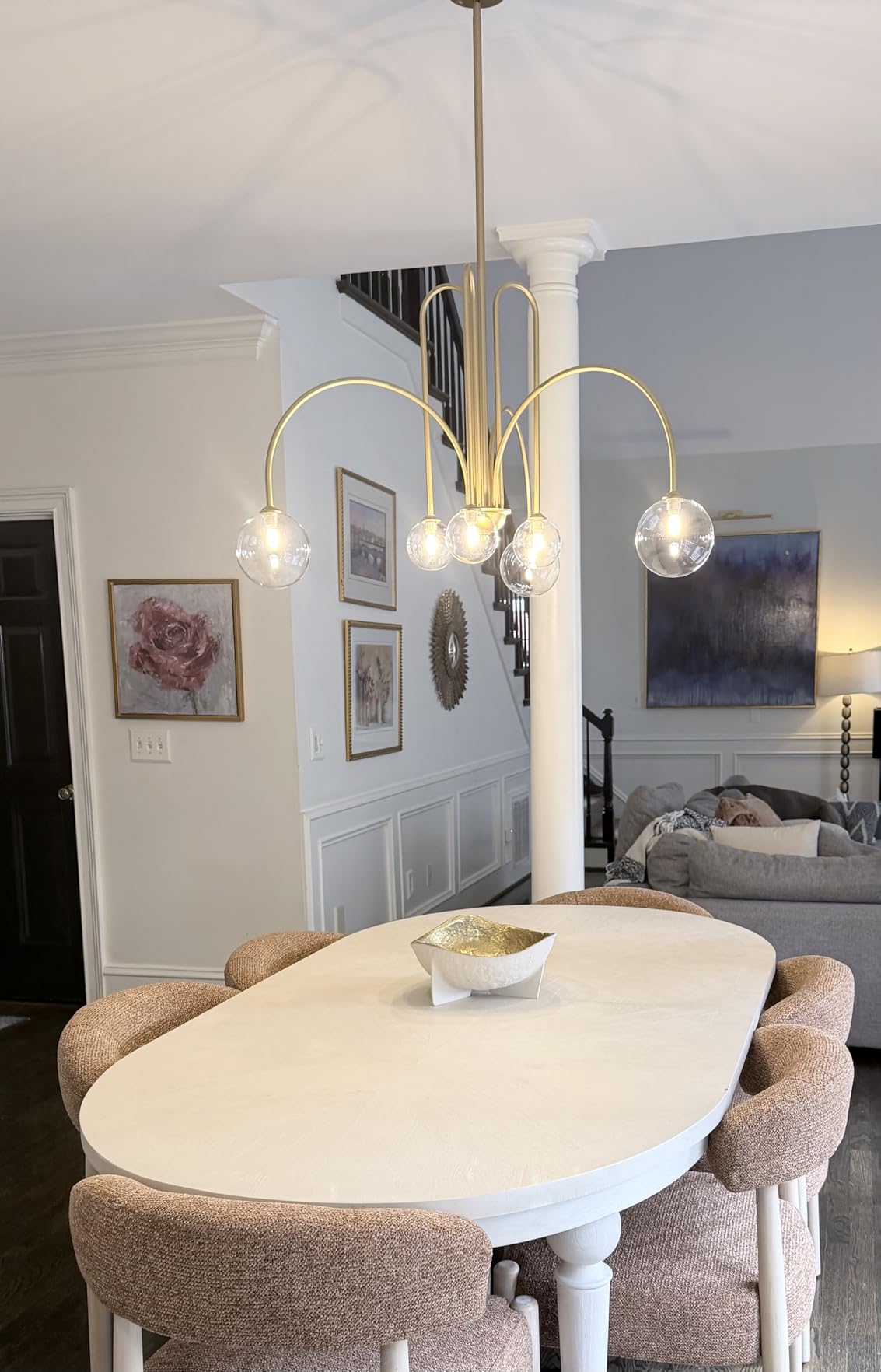 Large Sputnik Chandeliers 12 Lights Modern Gold Chandelier for High Ceiling L52