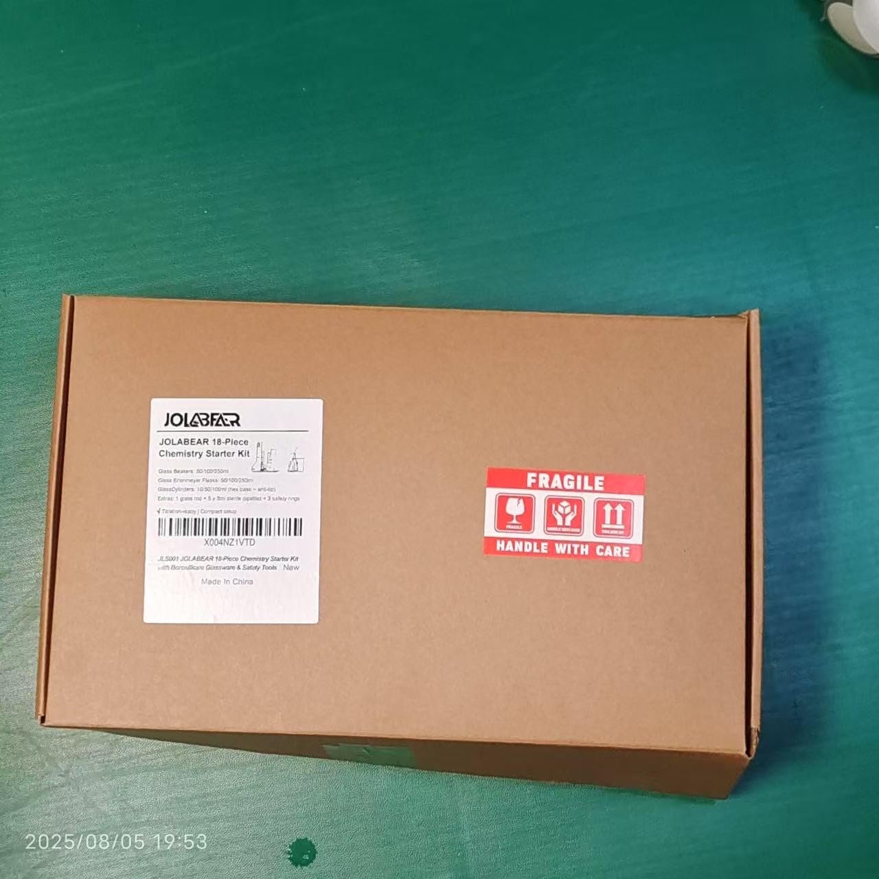 Upgraded Lab Chemistry Set: Graduated Cylinders (10,50,100ml), Beakers (50,100,250ml), Erlenmeyer Flasks & 5x3ml Pipettes for Experiments, 3.3 Boro Glass, EPE Foam Packaging customer photo 2