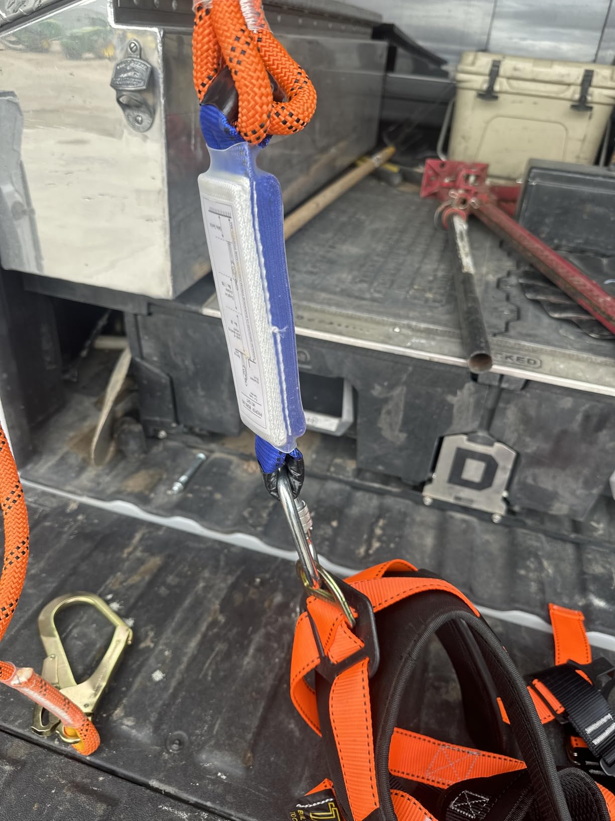 TRSMIMA Safety Harness Fall Protection - Roofing Harness Kit Men Full Body Construction Harness with Lanyard for Work Upgrade 4 Quick Buckles Orange customer photo 2