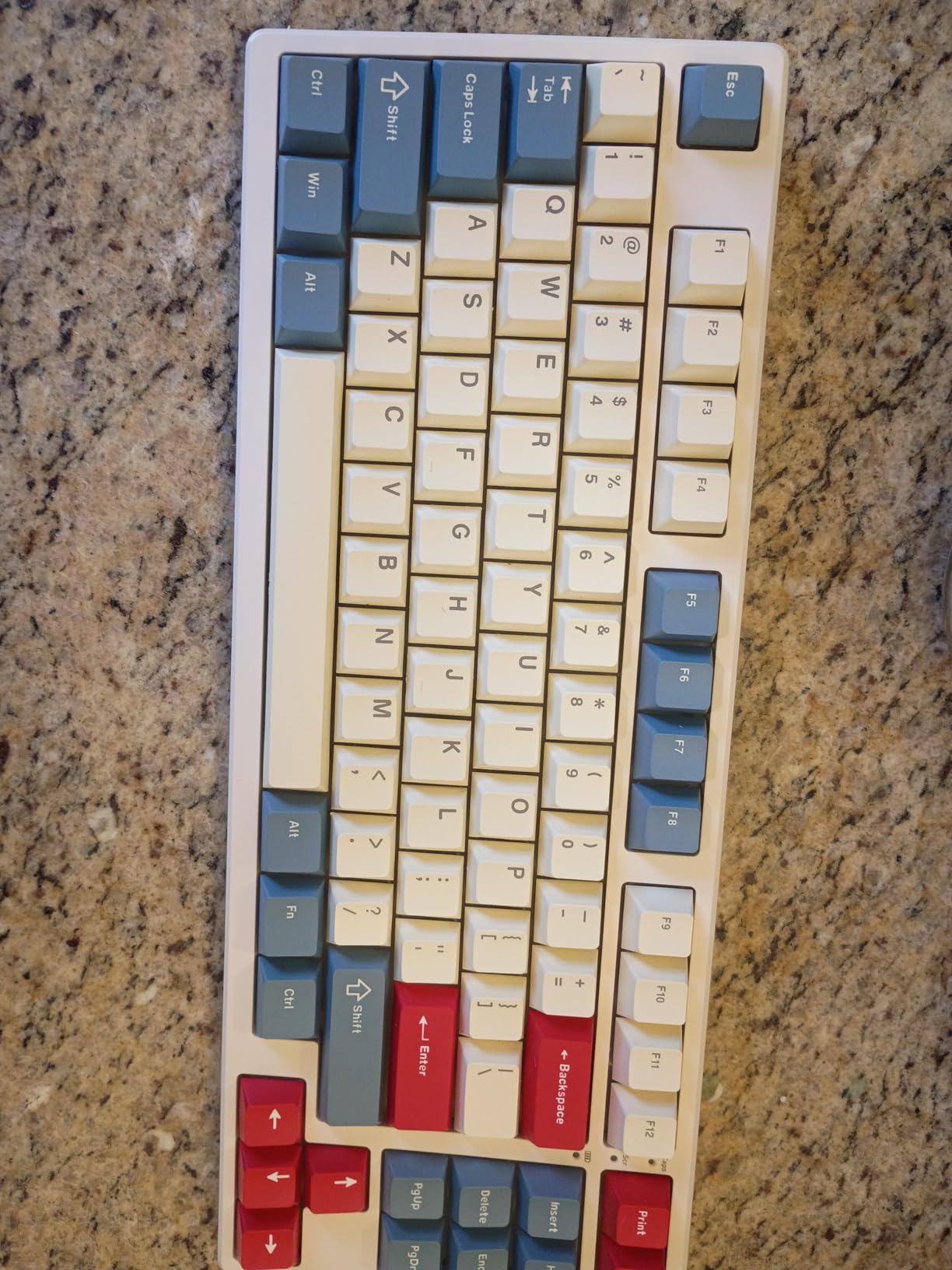 PBT Keycaps Set, Doubleshot 137 Key Caps,Cherry Profile Custom Keycap for 61/64/68/84/87/100/104/108 Mechanical Keyboard, Compatiability for 60 65 75 100 Percent Keyboads (White Blue Red) customer photo 1