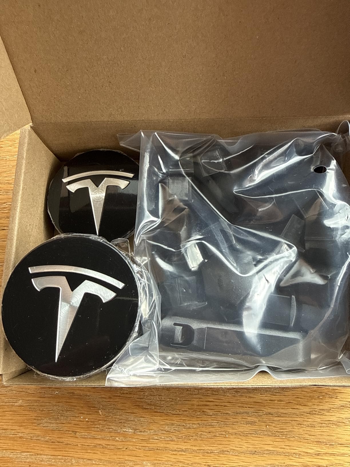 4 Pack Exterior Decoration Wheel Center Cover for Tesla Model 3 Model Y,56mm Hubcaps Wheel Rim Cover Tesla Center Caps Hubcaps+20 Black Lug Nut Covers (Matte Black+Silver Emblem) customer photo 1