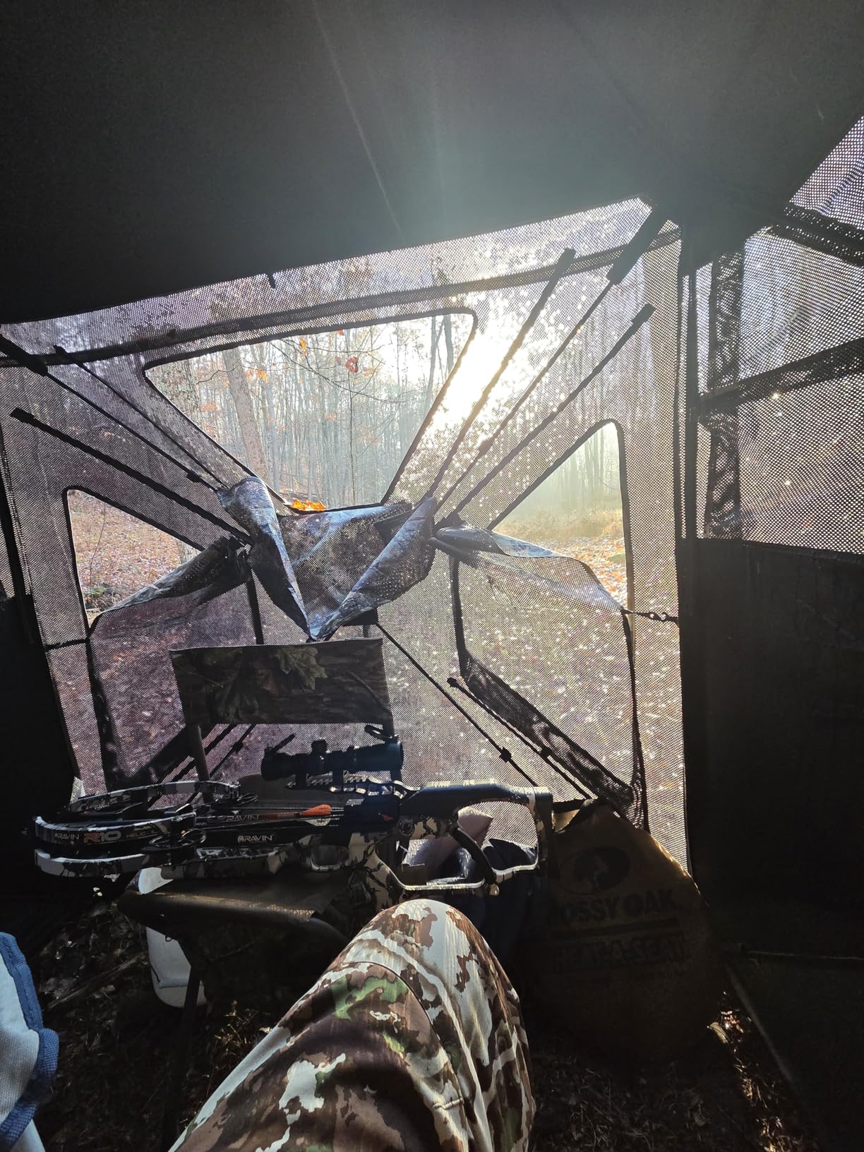 TIDEWE Hunting Blind 270 Full See Through with Windproof Curtain, Silent Magnetic Door & Sliding Windows, 2-3 Person Pop Up Ground Blind with Carrying Bag, 300D Portable Tent customer photo 1