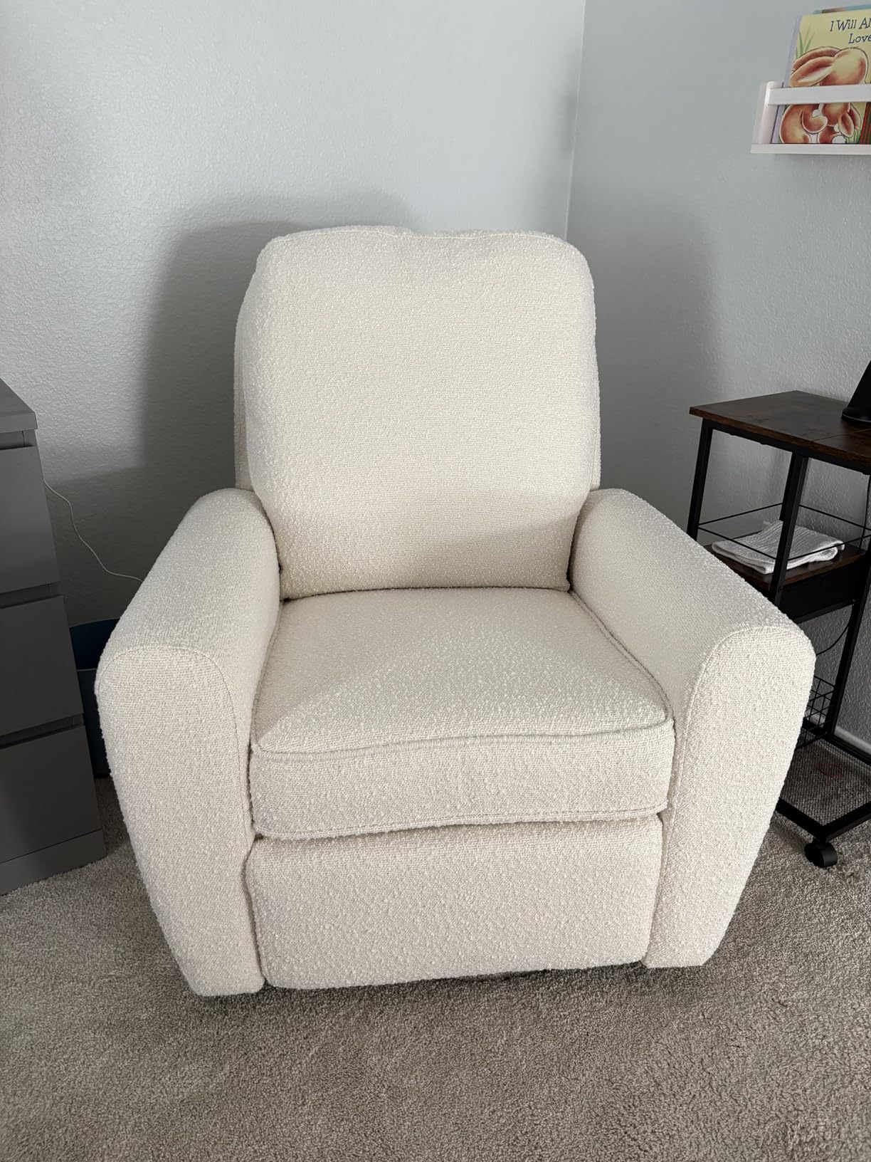 Storkcraft Amalfi Deluxe Power Recliner Swivel Glider - Premium Electronic Nursery Rocking Chair, Oeko-TEX 100 Certified, Includes Dual-USB Charging Port with USB-A & USB-C (Black Boucle) customer photo 1