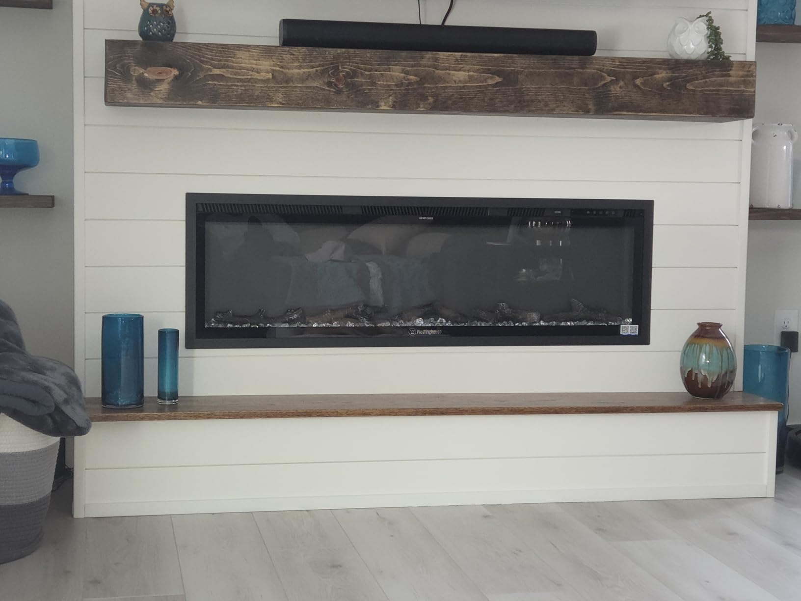 Westinghouse 50 Inch Electric Fireplace Heater, Compatible with Alexa & Google Home, Wall Mount or in-Wall Recessed Fireplace Insert, 24 Hour Timer, Color Changing Flames, 750W/1500W Indoor Heater customer photo 1