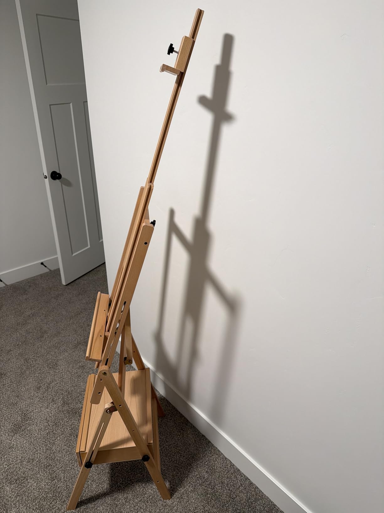 Large Wood H-Frame Easel with Storage Drawer, Foldable Art Painting Easel for Adults and Students, Adjustable Artist Easel Stand for Painting and Display, Holds Canvas Art up to 48