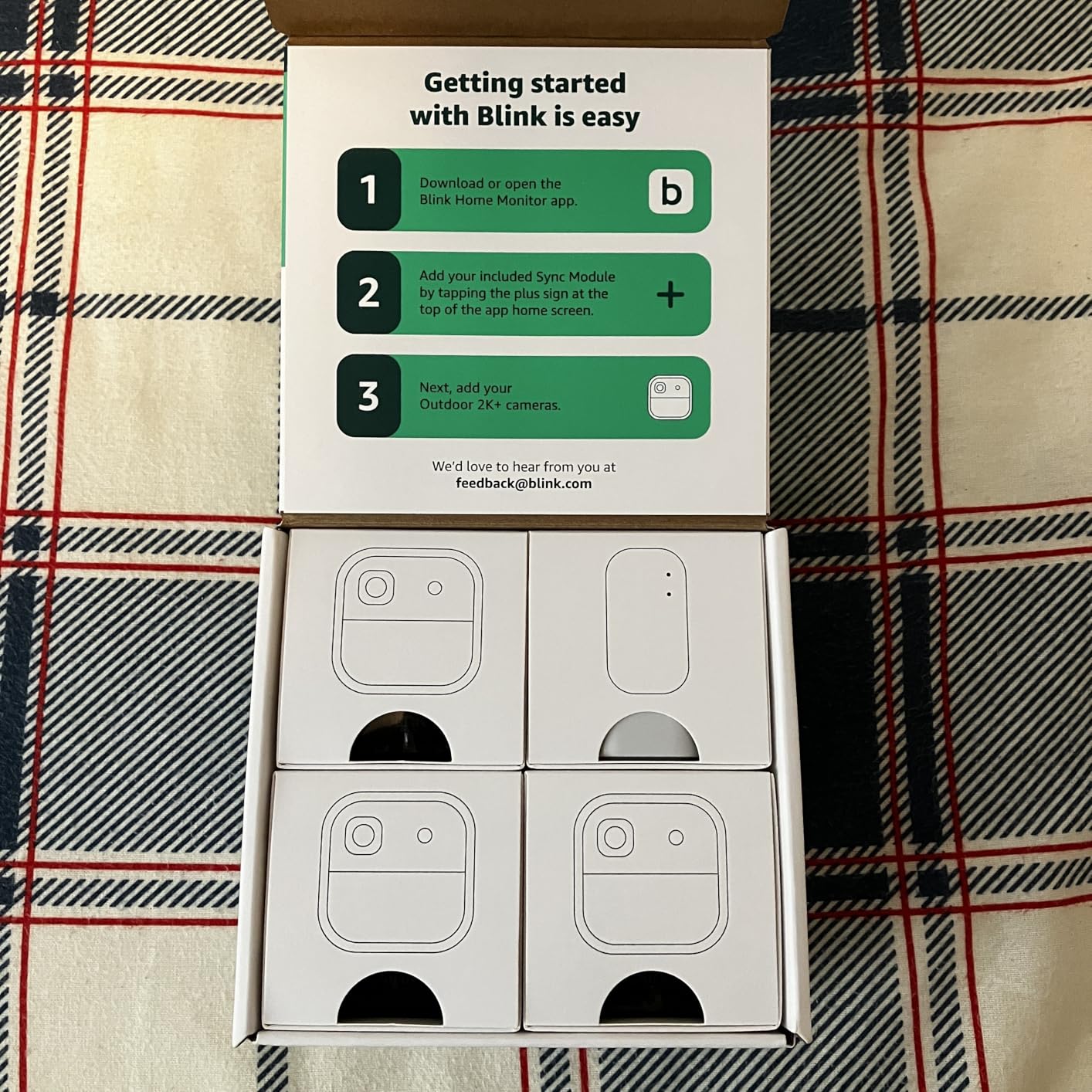 Blink Outdoor 2K+ (newest model) - Wireless smart security camera, 2K video resolution, enhanced audio, two-year battery. Sync Module Core included - 3 camera system (Black) customer photo 2