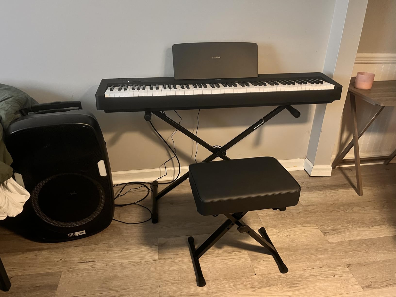 Yamaha 88-Key Digital Piano with Weighted Keys, Compact Design, Bluetooth, Keyboard, Music Rest, Sustain Foot Switch, and Built-in Speakers for Home Practice or Travel P145BT customer photo 1