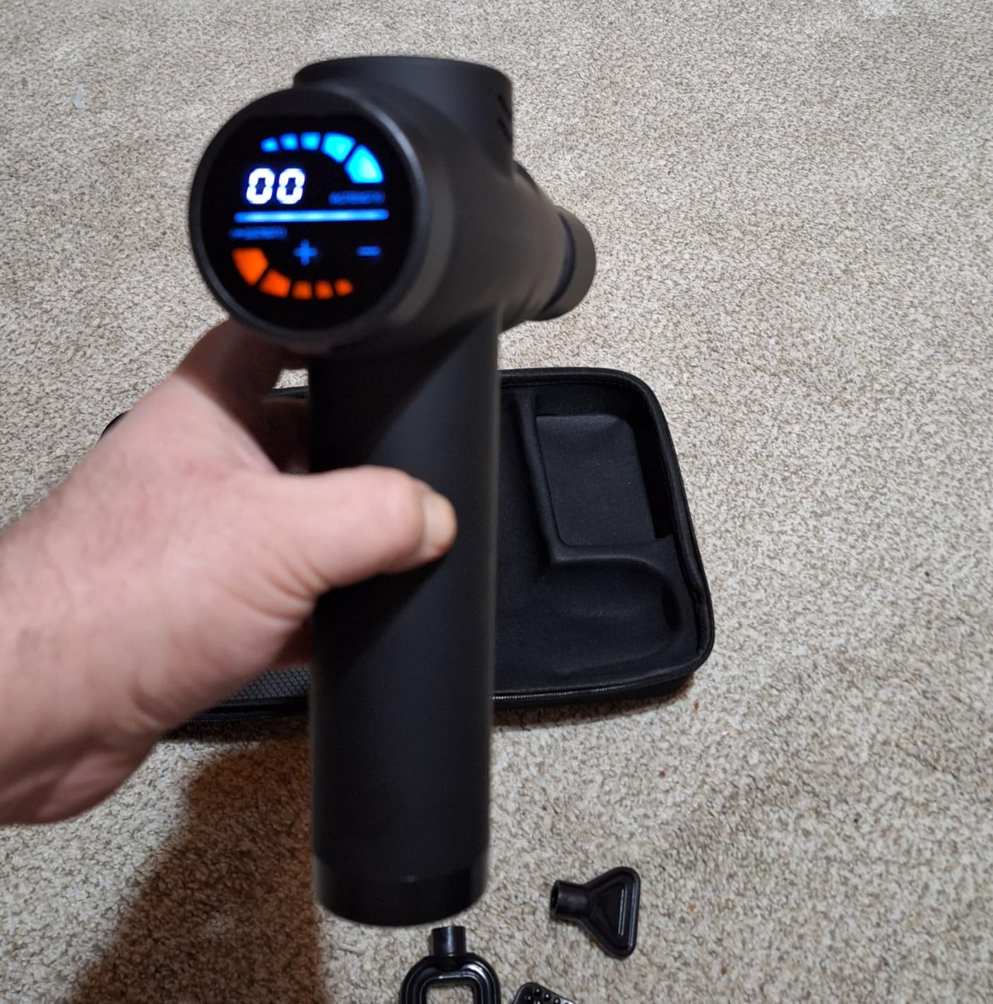 AERLANG Massage Gun with Heat and Cold, Massage Gun Deep Tissue | Back Massager for Pain Relief, Percussion Muscle Massager, Handheld Massager with 7 Heads & Silent 20 Speeds Smart LCD customer photo 1