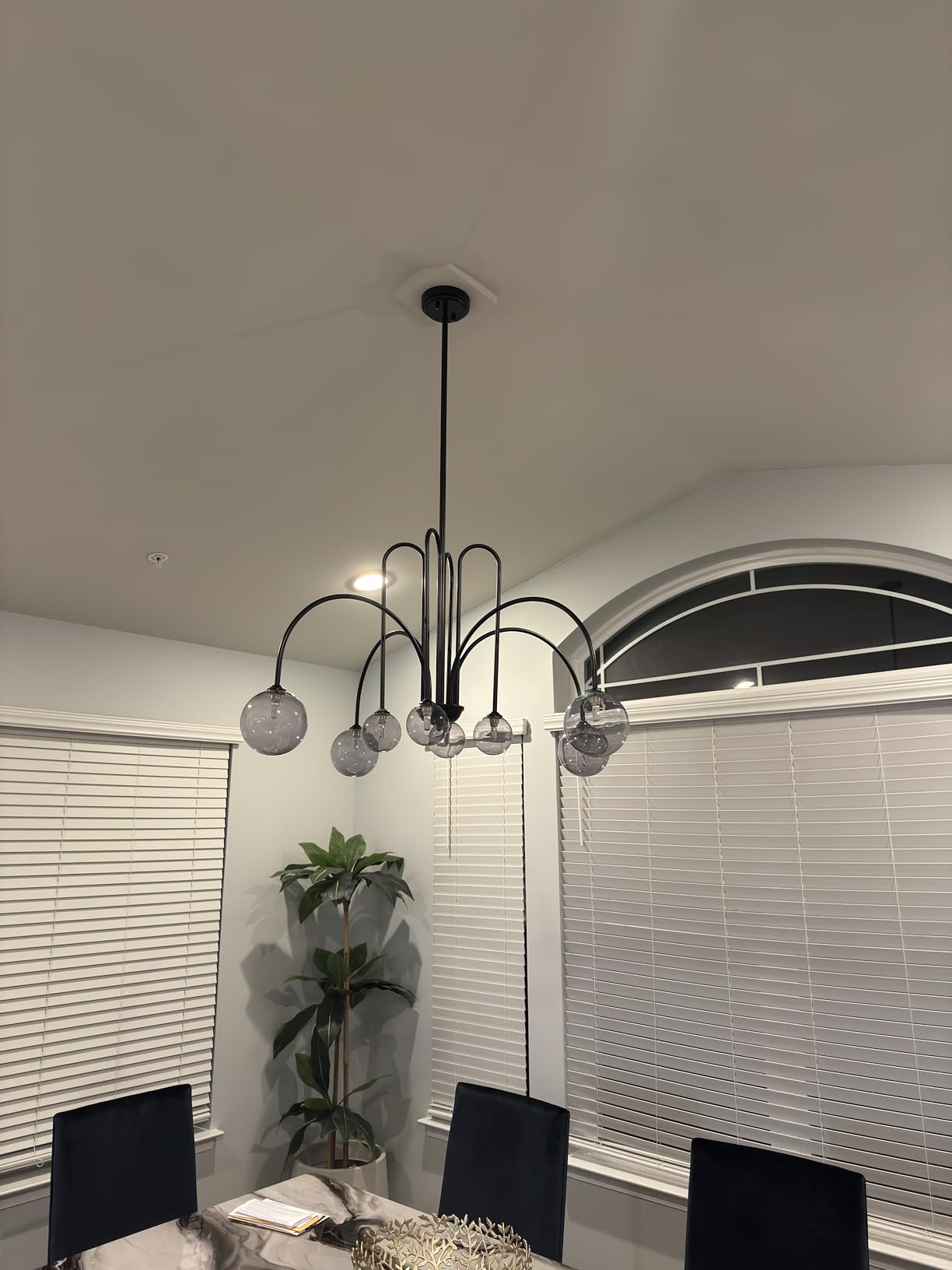 Modern Black Chandeliers Mid Century 12 Lights Sputnik Chandelier Large L52
