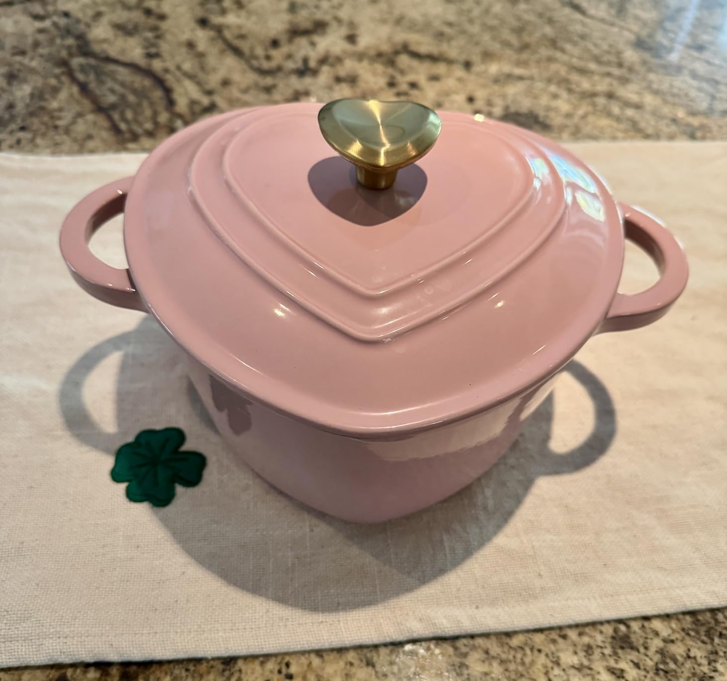 Paris Hilton Enameled Cast Iron Heart Skillet Pan, Superior Heat Retention, Oven Safe, Long-Lasting Enamel, 10-Inch, Pink customer photo 2