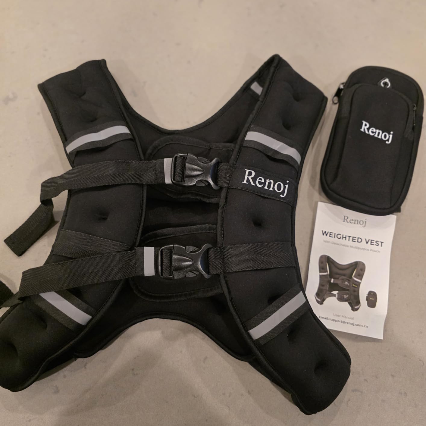 Renoj Weighted Vest for Women Men: Available in 6lb/8lb/10lb/11lb/12lb/14lb/16lb/20lb Fixed Weights for Walking, Running, Training, Exercise, Weight Loss - With Reflective Strips and Storage Pocket customer photo 1