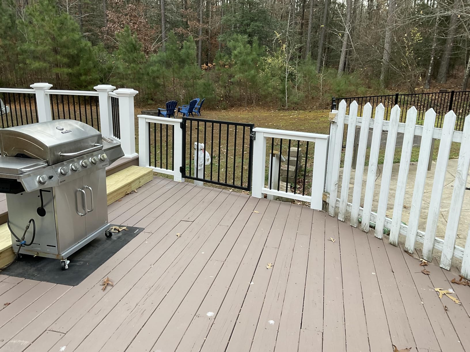 Deck Fence Gate Outdoor, 42'Hx48'W Deck Gate, Black Heavy Duty Steel Anti-Rust Door with Customizable Width, Metal Gate for Residential, Yard, Patio (No Hinge) customer photo 1