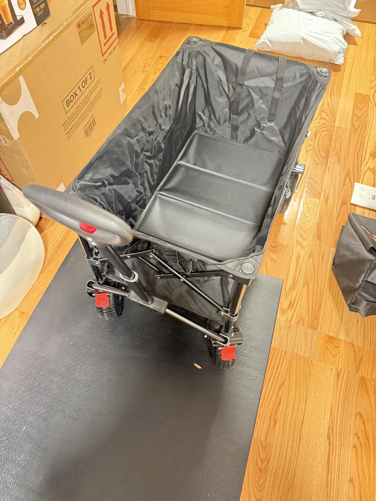 Big Rubber Wheels Beach Wagon Cart Foldable, 9x3 All-Terrain Wheels, Heavy Duty Collapsible Utility Wagon with 330lbs Capacity, Compact Storage, Easy Transport for Sand Camping Sports, Black customer photo 2